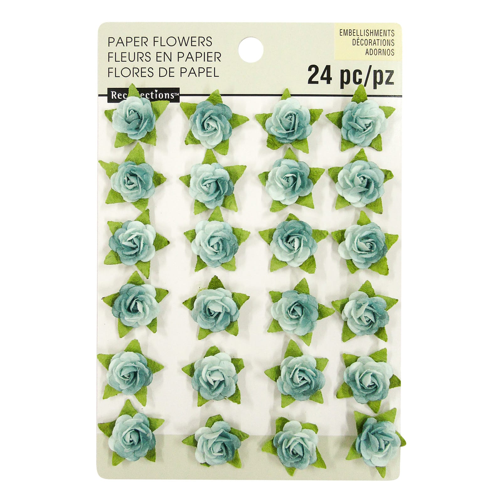 12 Packs: 24 ct. (288 total) Blue Rose Paper Flower Embellishments by Recollections™