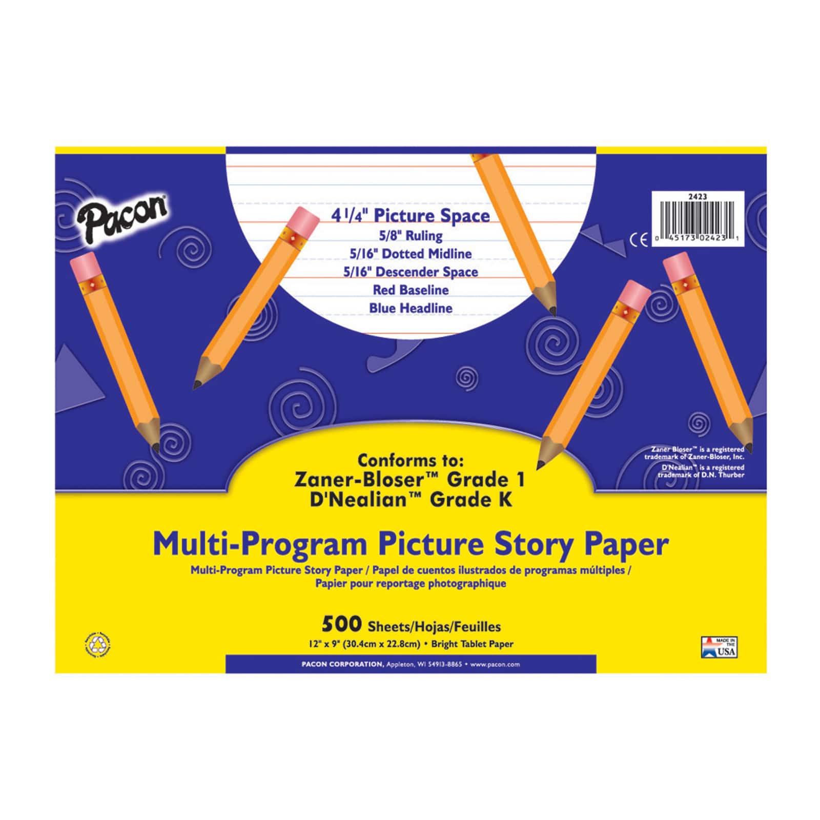 Pacon&#xAE; Multi-Program Handwriting Picture Story Paper,  5/8&#x22; Long Rule