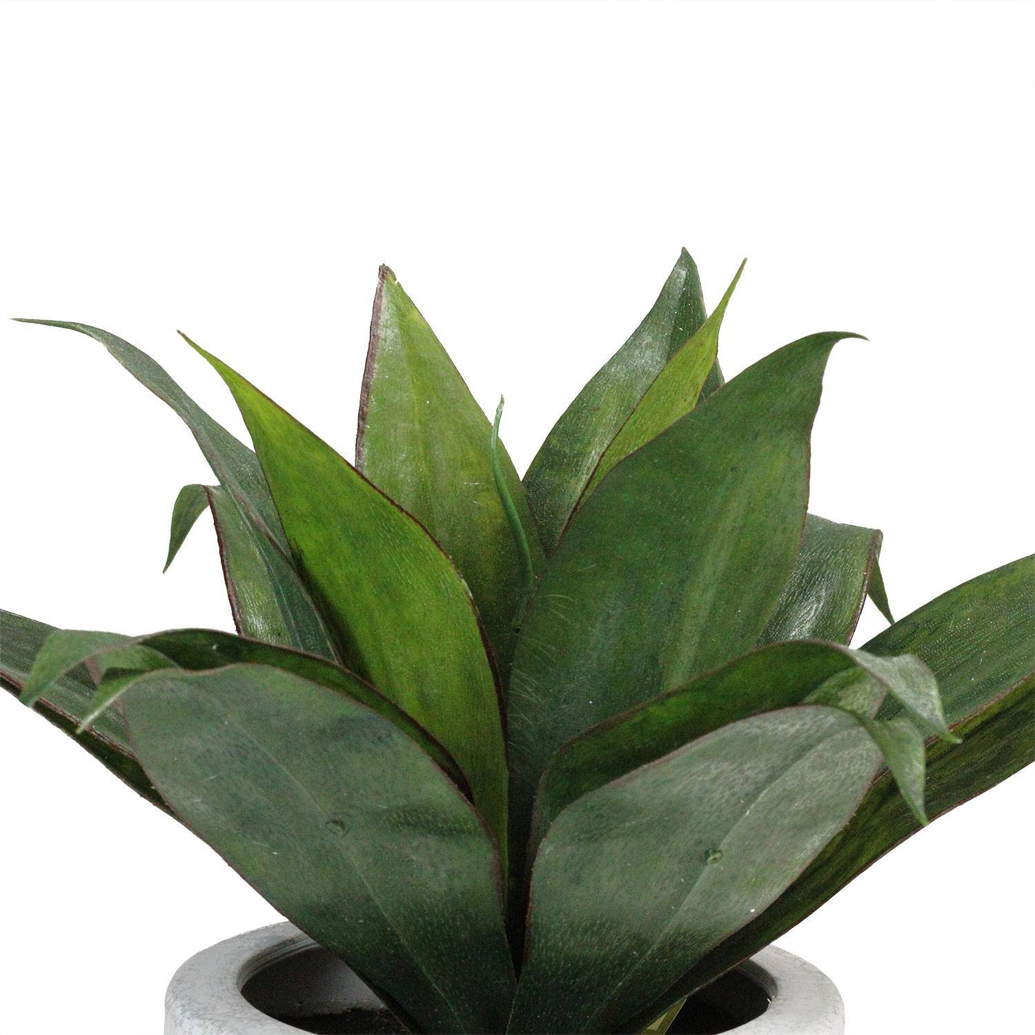 13" Green Artificial Agave in Weathered White Ceramic Pot