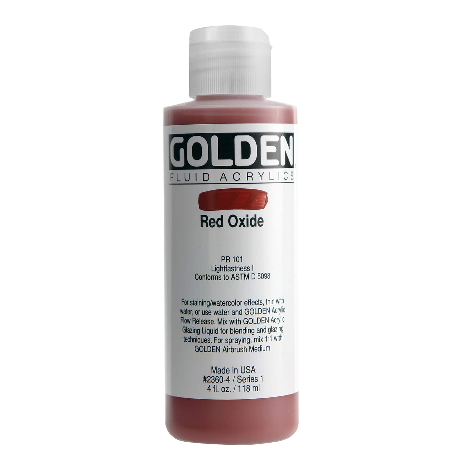 Golden Fluid Acrylics, 4 oz Paint in Red Oxide