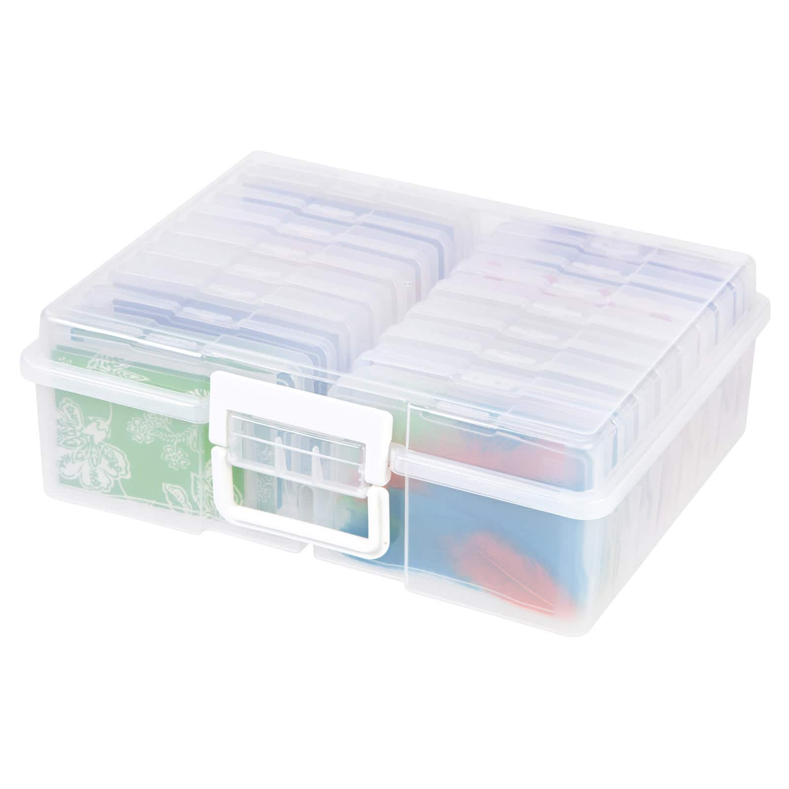 Plastic Organizer Box Photo Stickers Stamps Seeds Photo Storage Box Pictures Craft Storage Box Extra Large Photo Case with 18 Inner Photo Keeper 4 x 6 Clear Photo Boxes Storage with Lid 