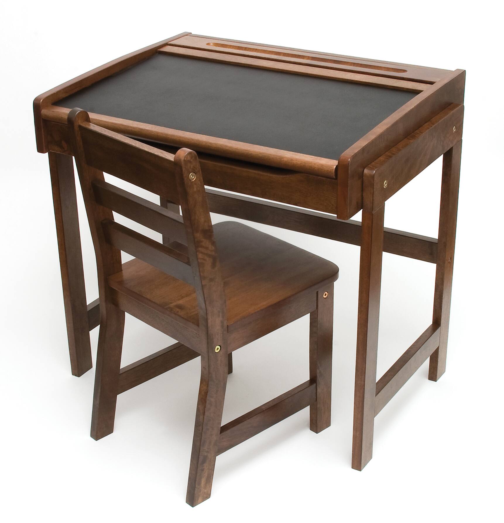 Lipper Child's Chalkboard Desk & Chair, Walnut