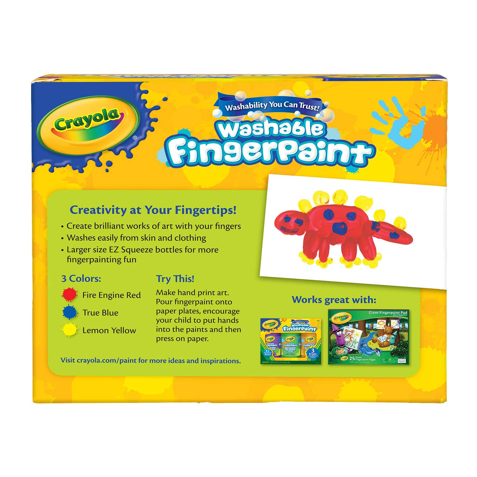 12 Packs: 3 ct. (36 total) Crayola Primary Colors Washable Fingerpaints
