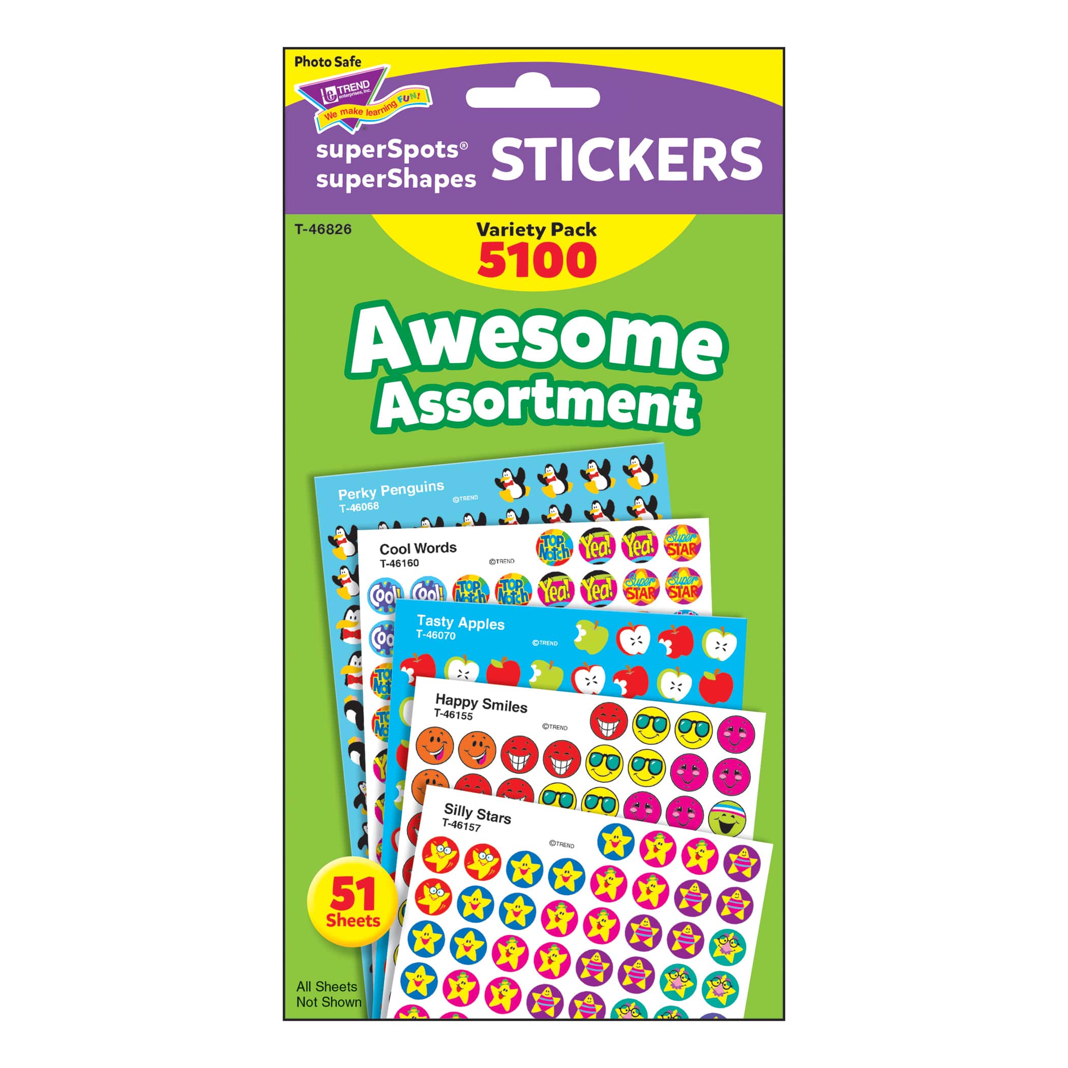 Trend Enterprises&#xAE; superSpots&#xAE; superShapes Awesome Assortment 7/16&#x201D; Stickers, 5100 Count