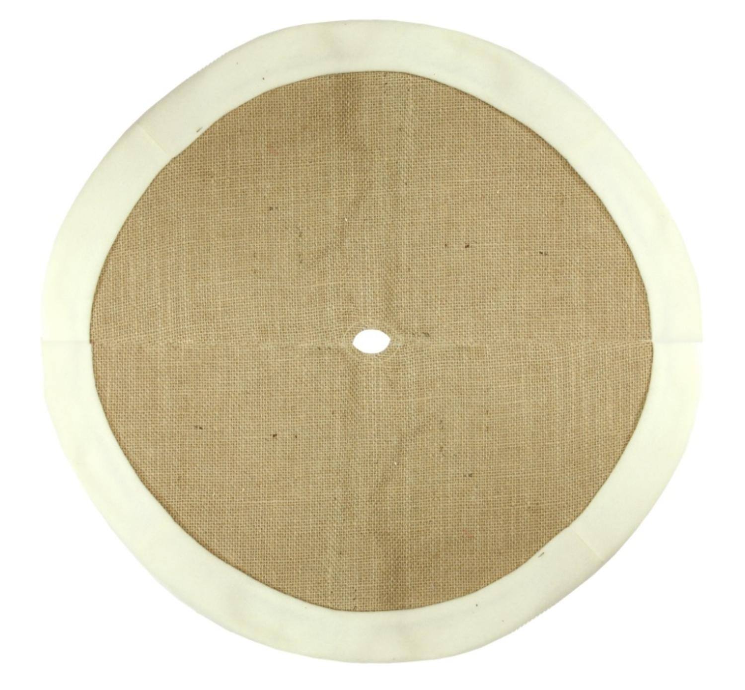 20&#x22; Burlap &#x26; White Fleece Trim Mini Tree Skirt