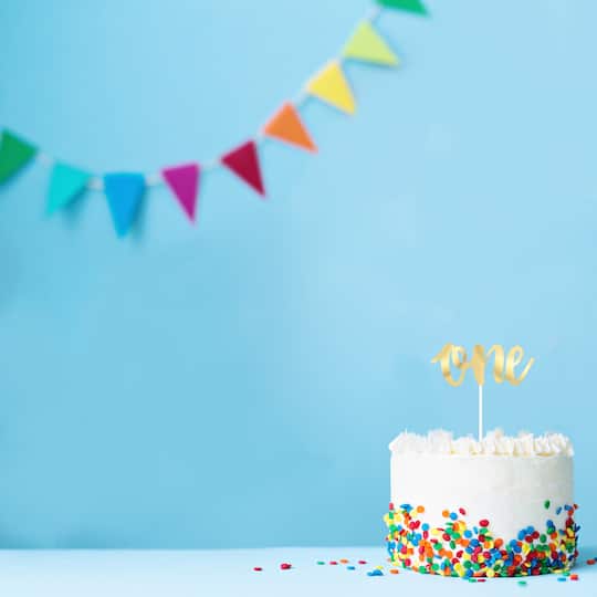 Gold One 1st Birthday Cake Decoration | 1st Birthday Party Supplies