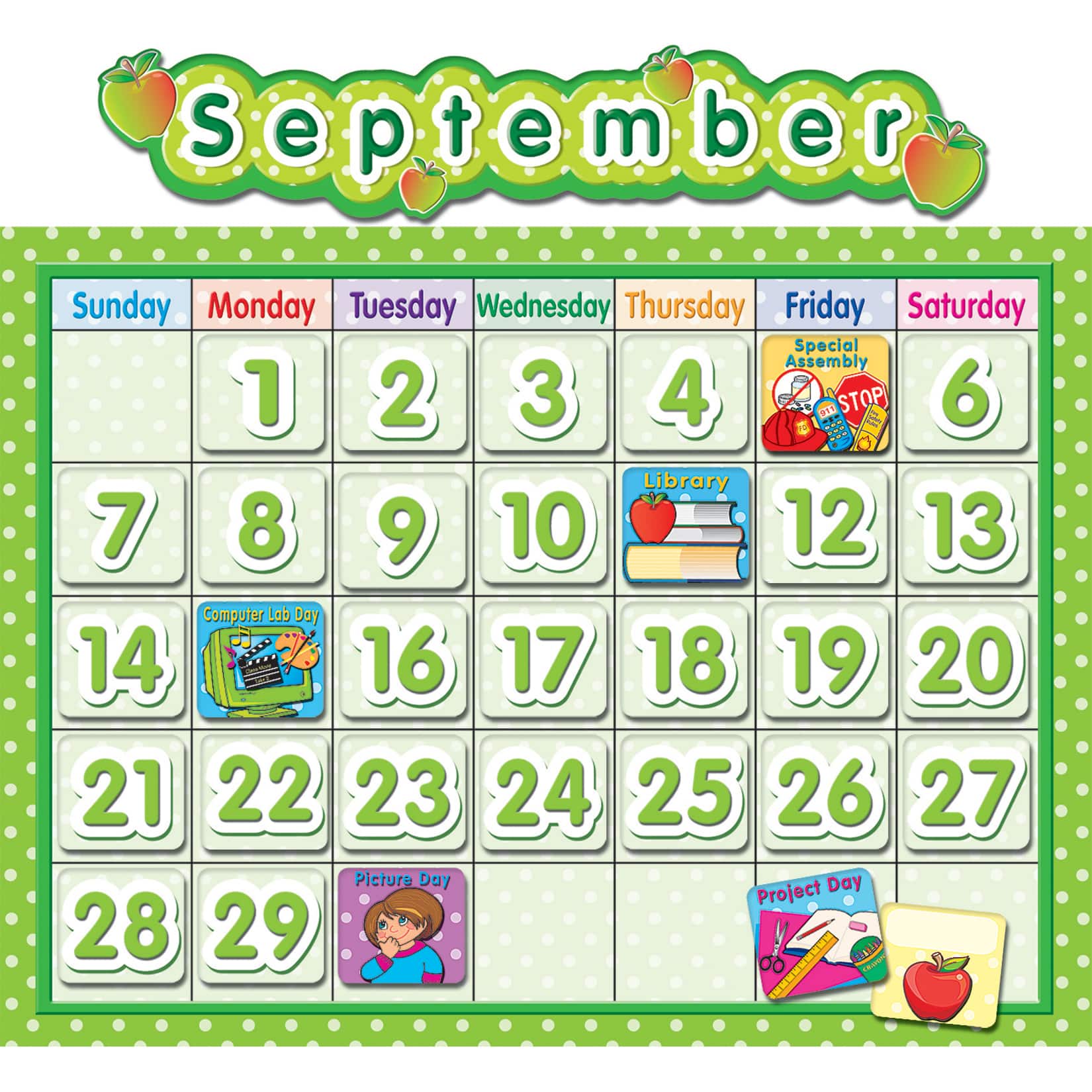 Polka Dot School Calendar Bulletin Board Set Michaels