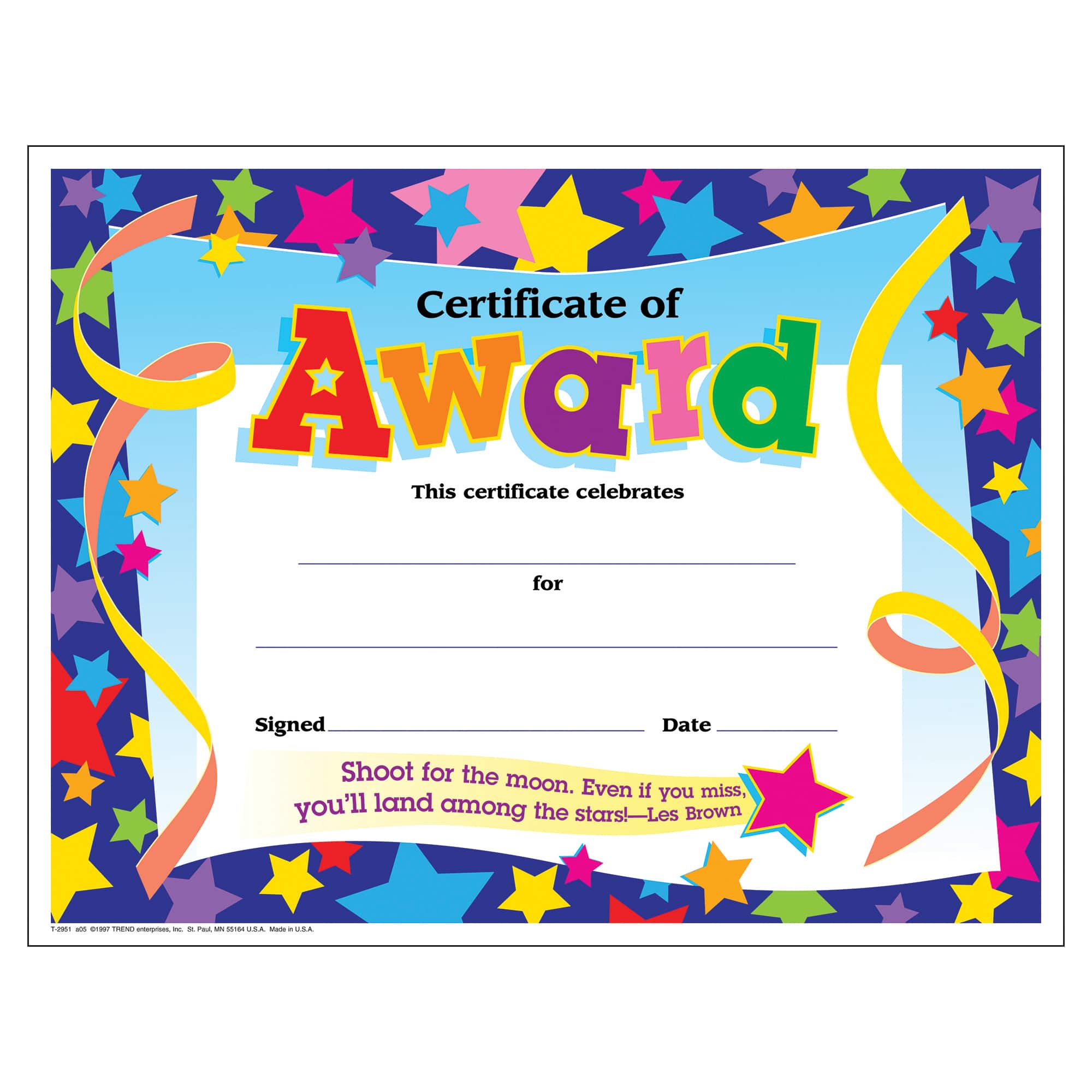Trend Enterprises® 8.5" x 11" Colorful Classic Certificate of Award, 6 Pack Bundle