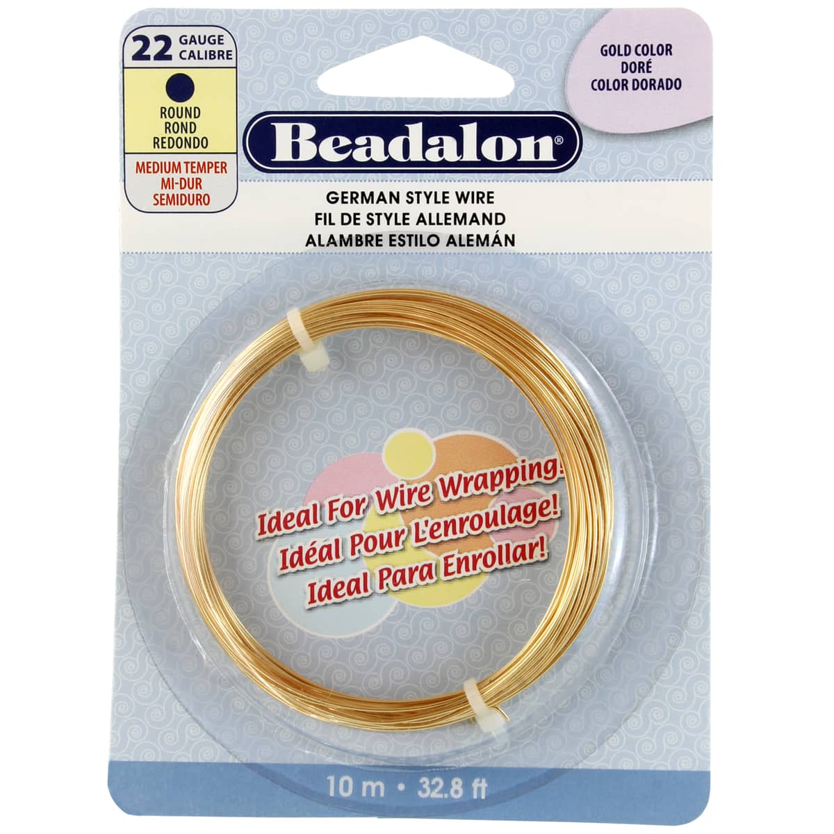 Beadalon German Style Wire-Gold Round - 22 Gauge, 32.8