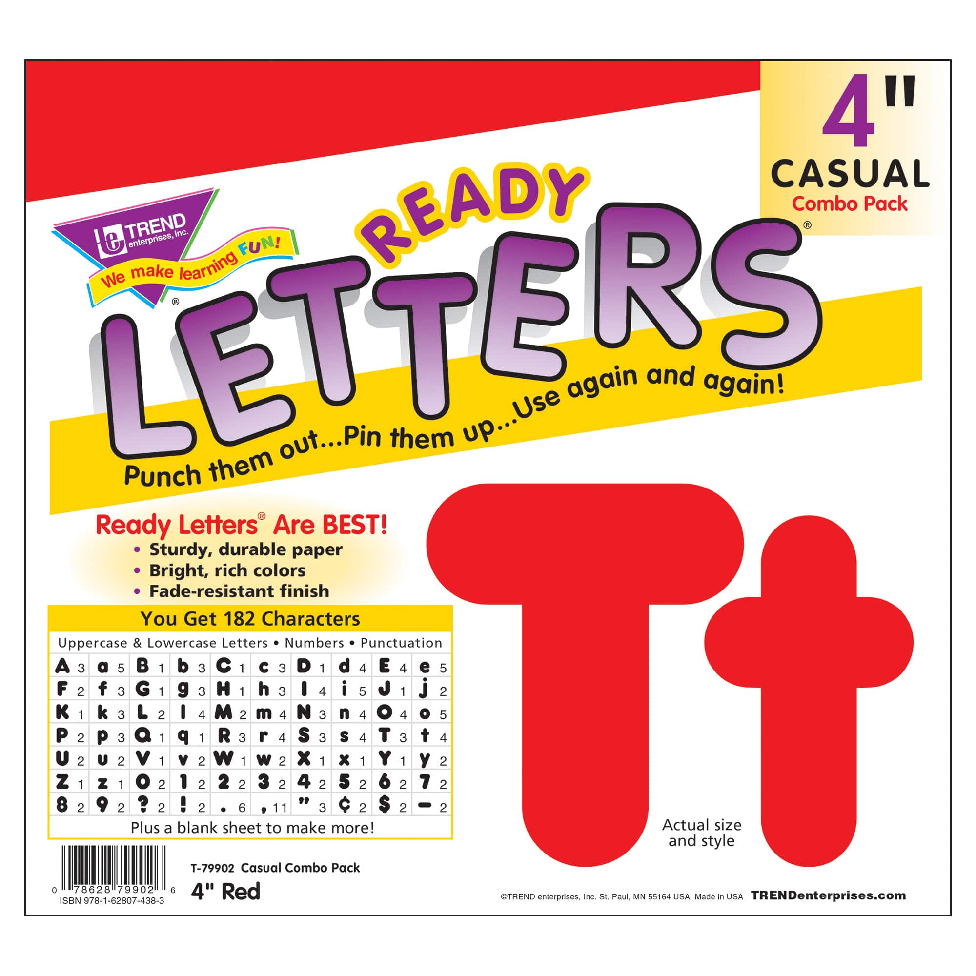 Trend Enterprises® 4" Casual Combination Ready Letters®, 6 Packs