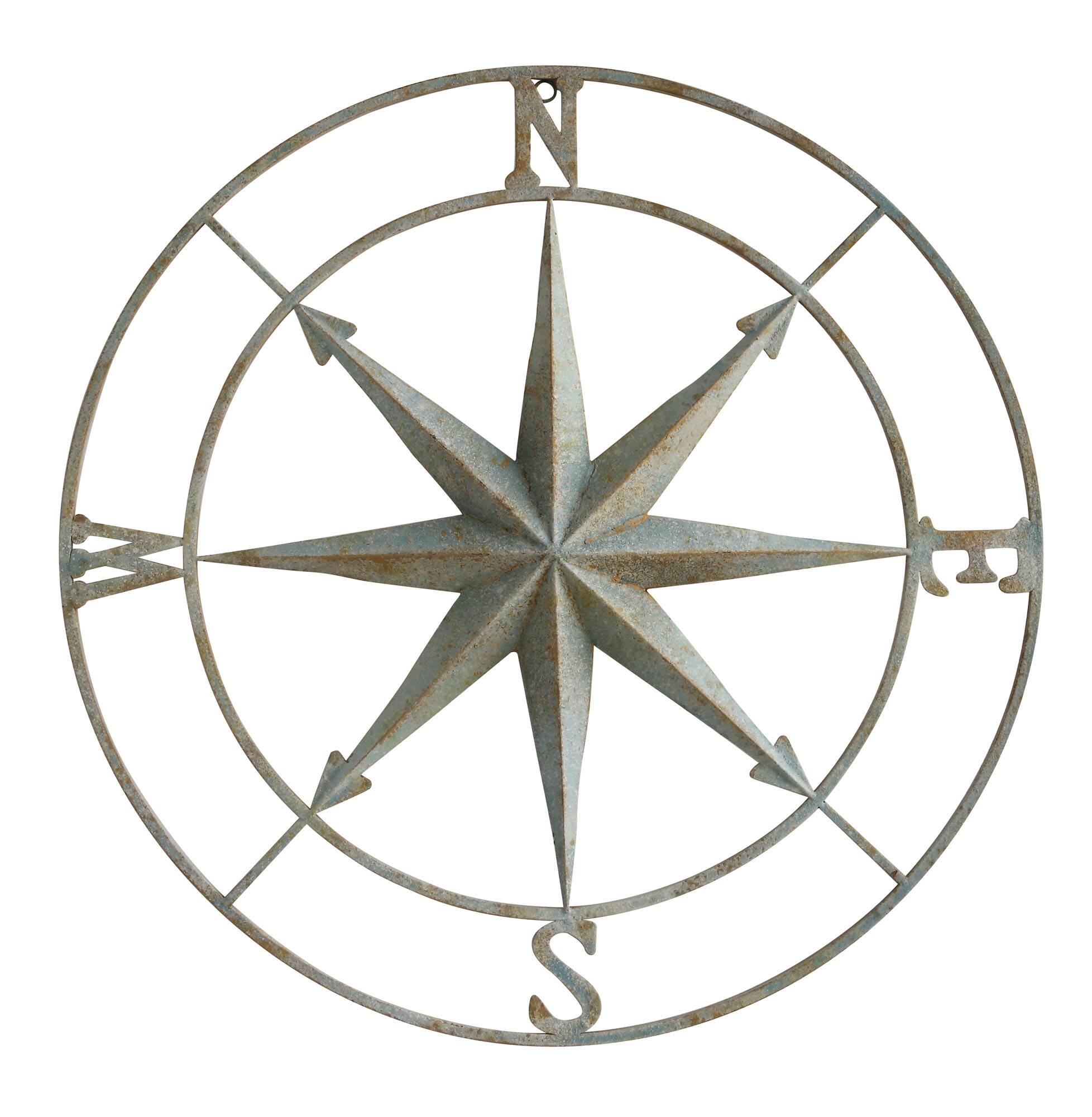 Hello Honey® Metal Compass Wall, Distressed Aqua
