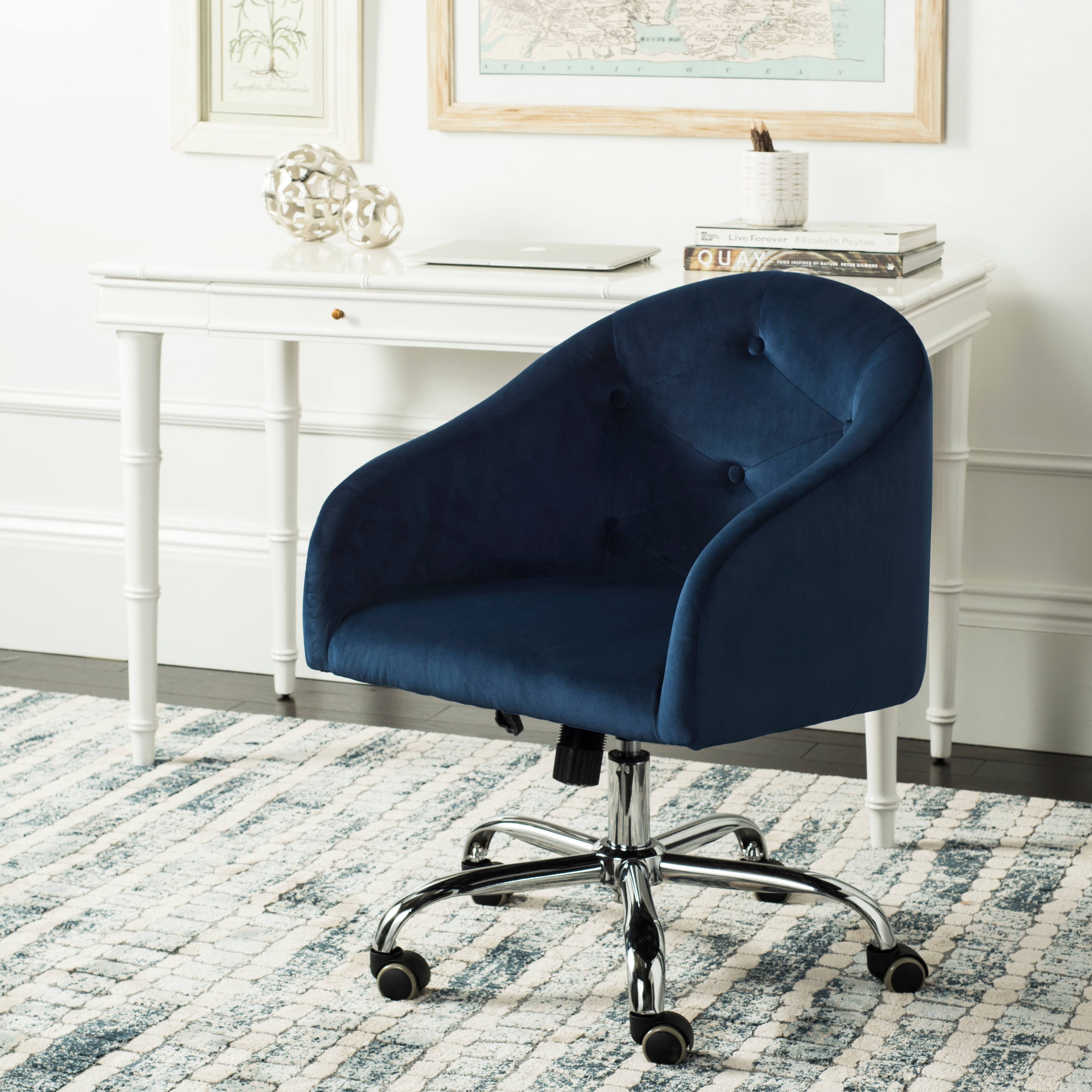 Amy Tufted Swivel Office Chair in Navy / Chrome By Safavieh in Navy Blue/Chrome | Michaels®