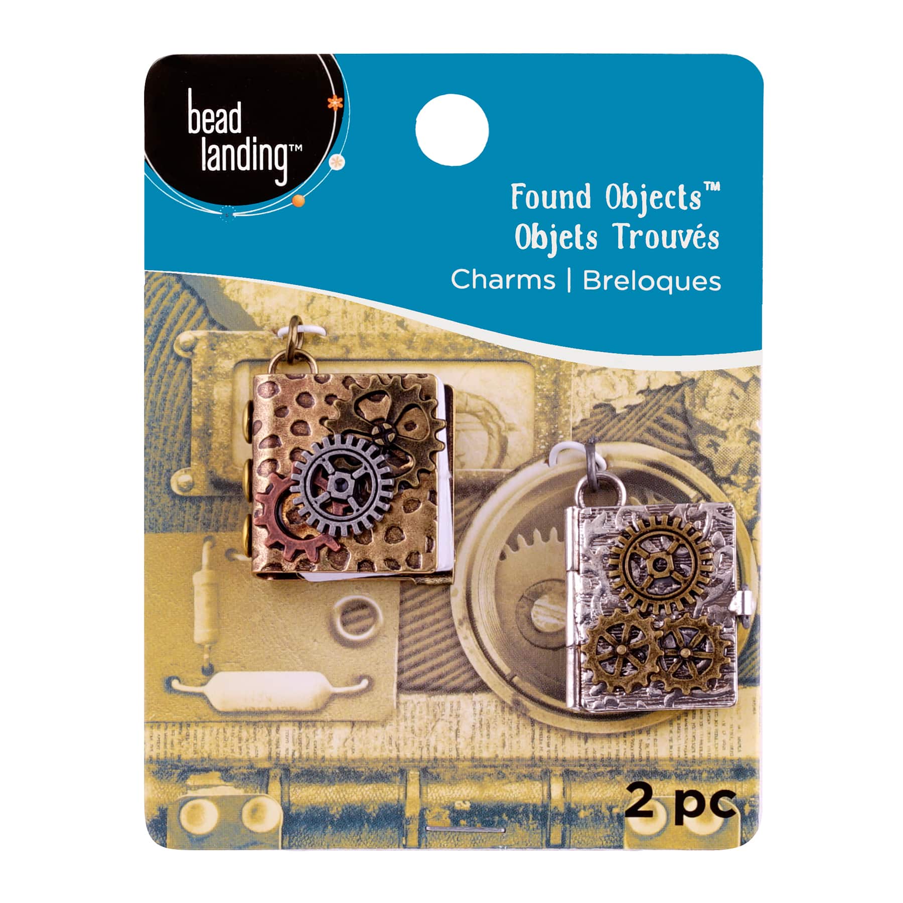 Found Objects™ Oxidized Brass Book Charms By Bead Landing™