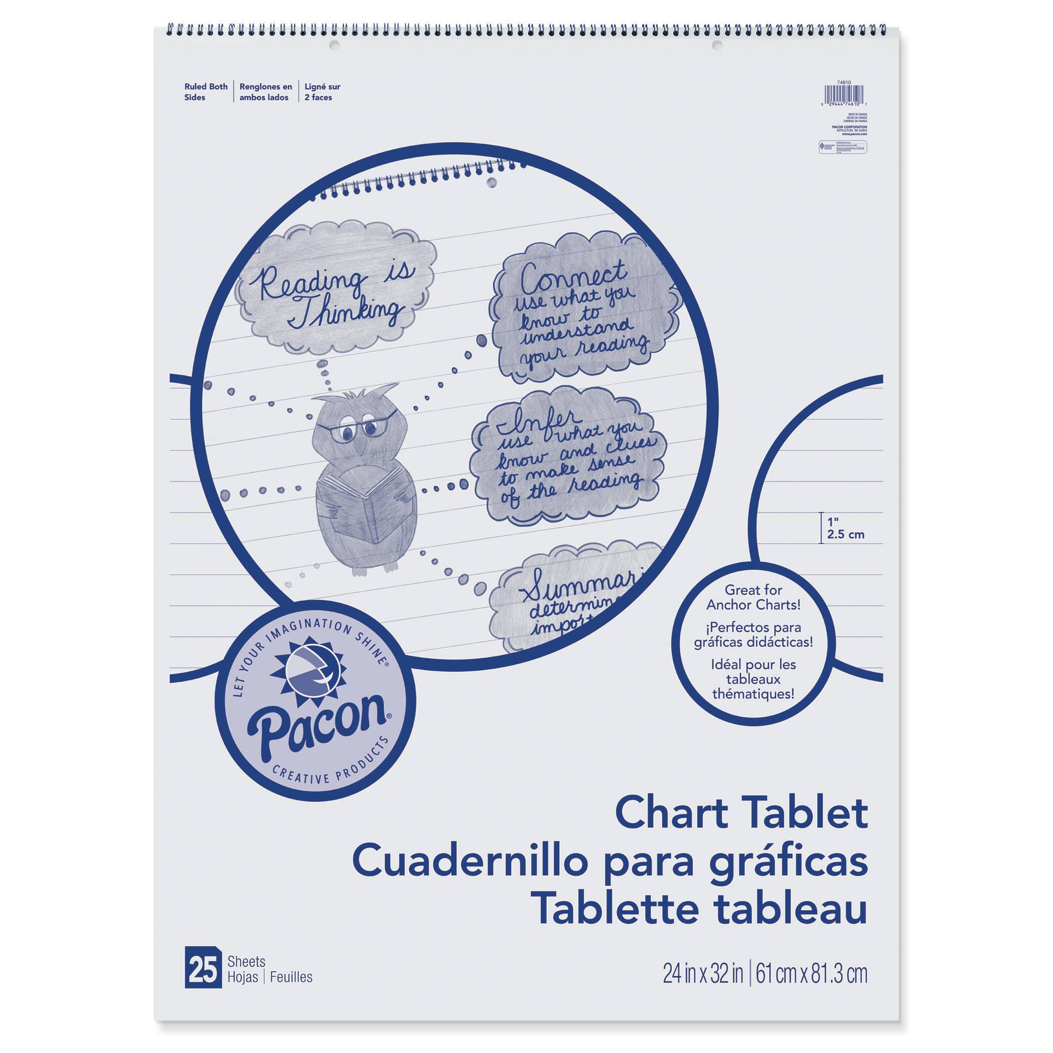 Pacon® White 1" Ruled Chart Tablet, 24" x 32", 25 Sheets