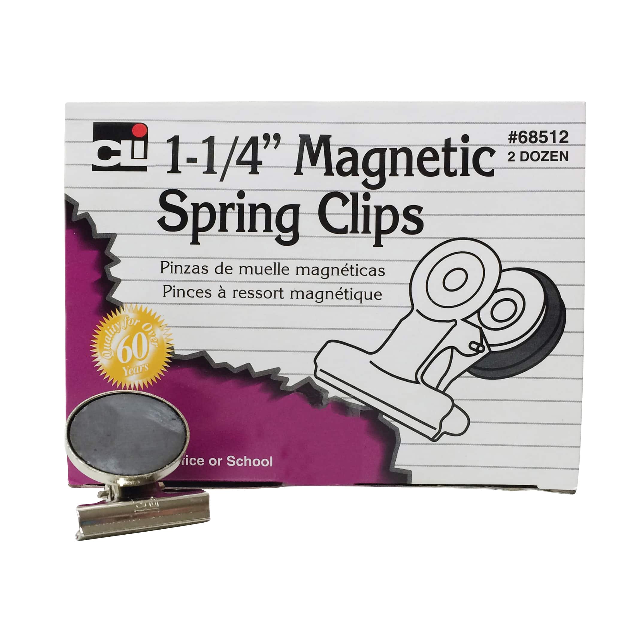6 Packs: 2 Packs 24 ct. (288 total) Charles Leonard Magnetic Spring Clips