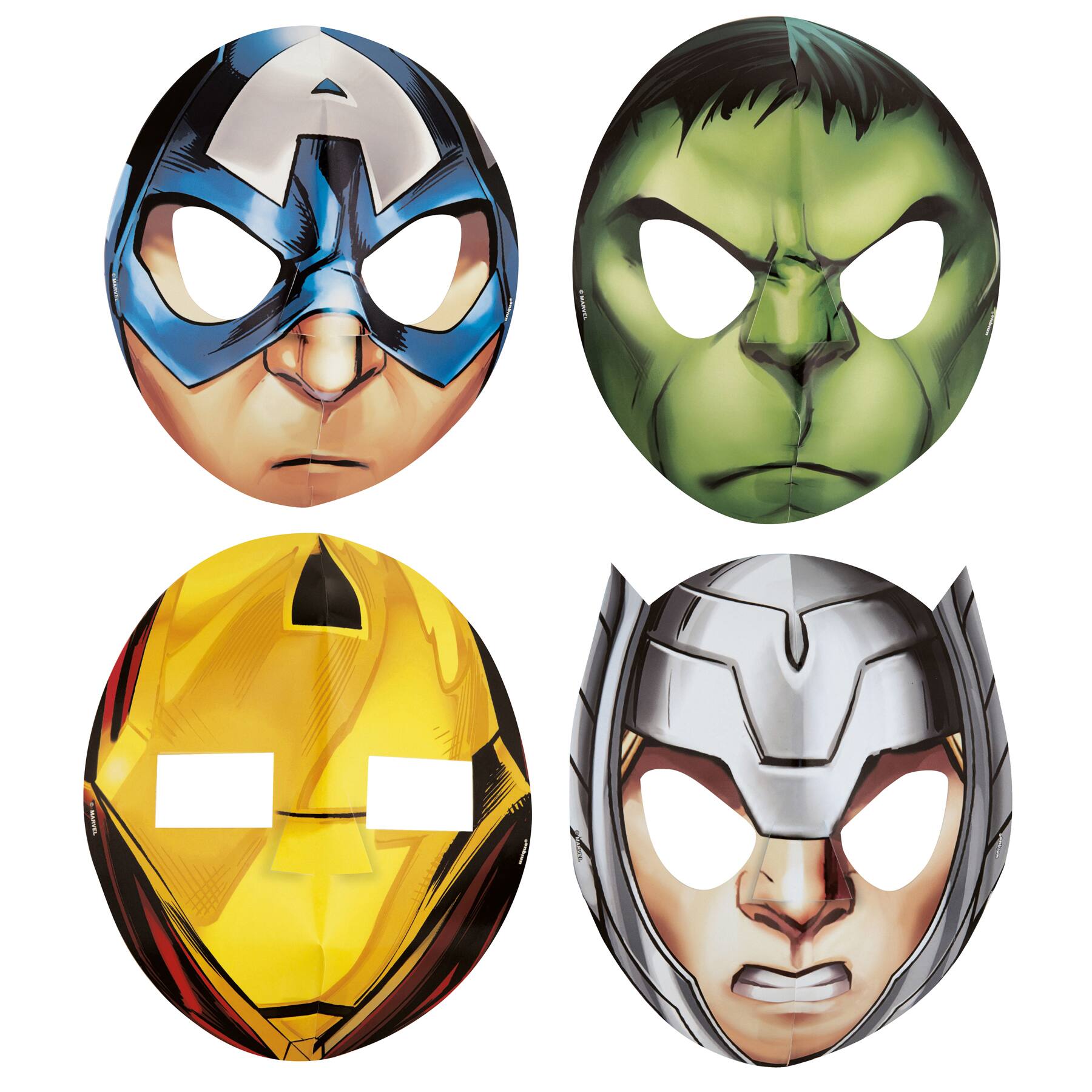 Avengers Party Masks 8ct Hulk Iron Man Thor Captain America Halloween 