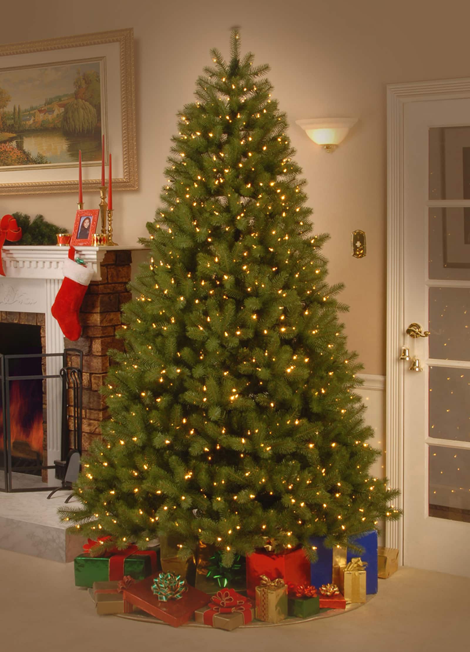 6.5 ft. Pre-lit Feel Real&#xAE; PowerConnect&#x2122; Downswept Douglas Fir Full Artificial Christmas Tree, Dual Color&#xAE; LED Lights