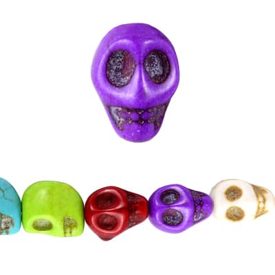 Multicolor Howlite Skull Beads, 12mm by Bead Landing™ image