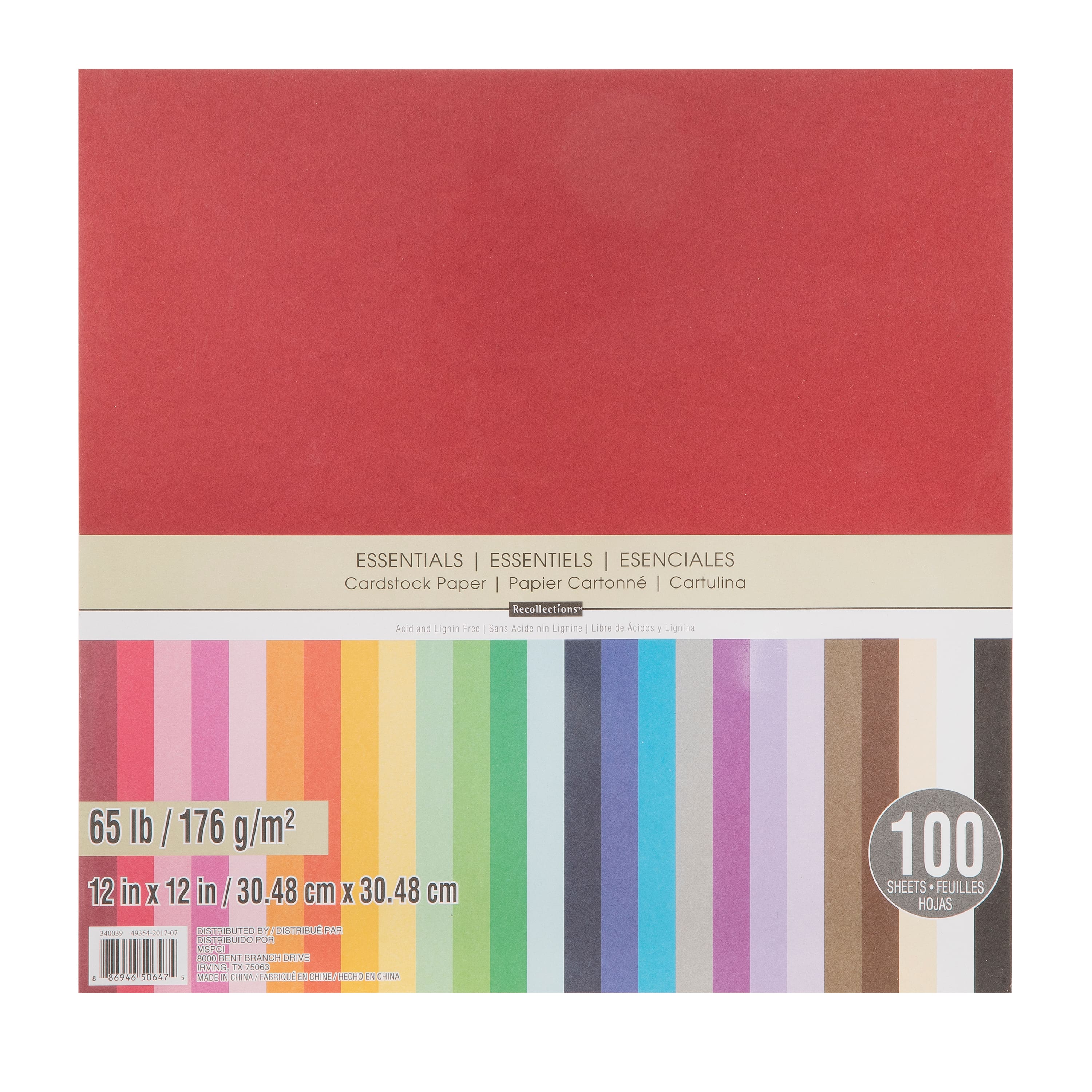 Recollections 12x12 inch Essentials Cardstock Paper, 100 Sheets