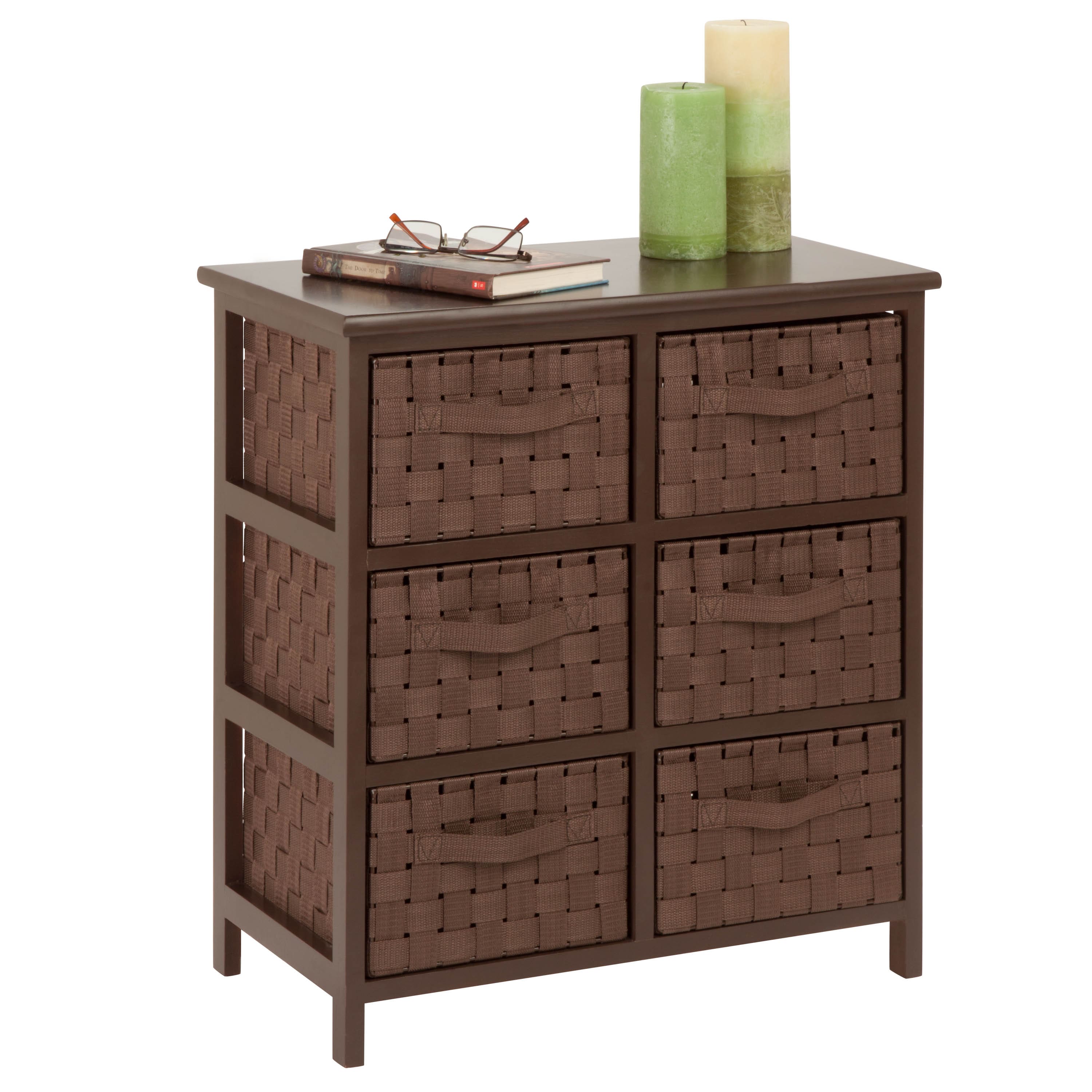 Honey Can Do Brown 6 Drawer Woven Strap Storage Chest