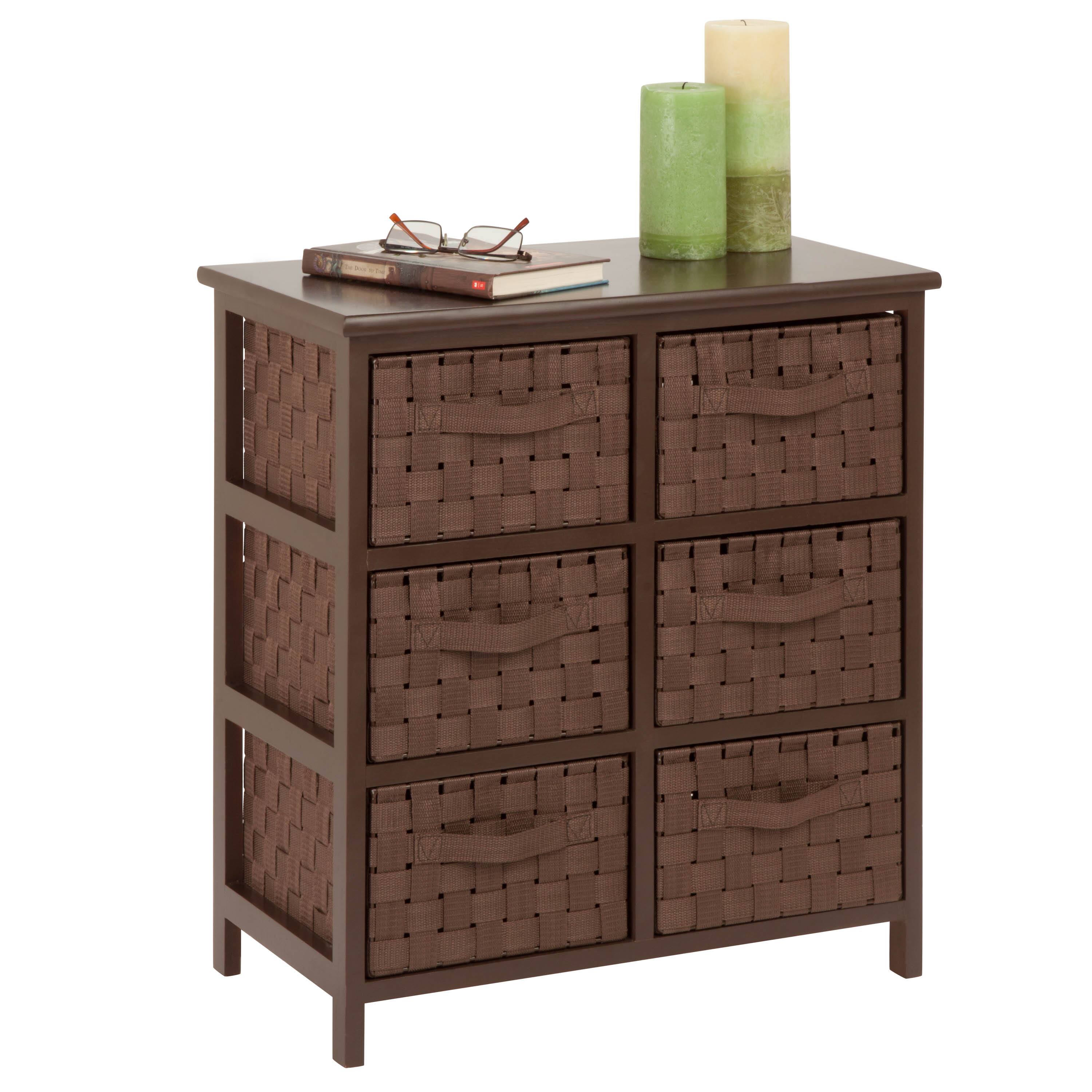 6 Pack: Honey Can Do Brown 6 Drawer Woven Strap Storage Chest