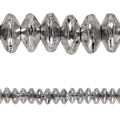 Silver Plated Rib Rondelle Beads, 6mm by Bead Landing™ image