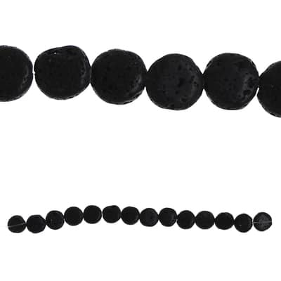 Black Lava Stone Lentil Beads, 12mm by Bead Landing™ image