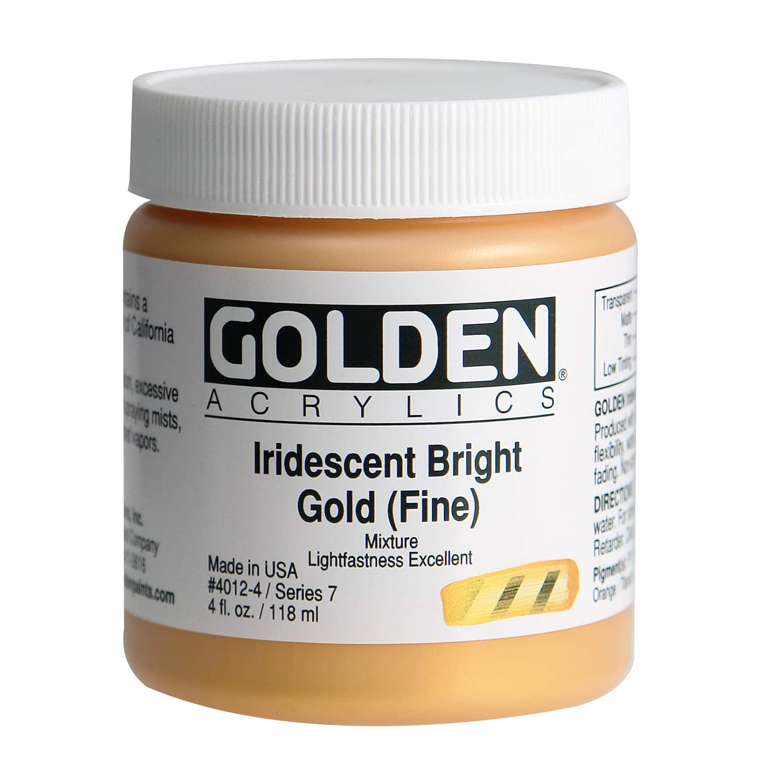 Golden Heavy Body Iridescent Acrylics 4 oz Paint in Iridescent Bright Gold (Fine)