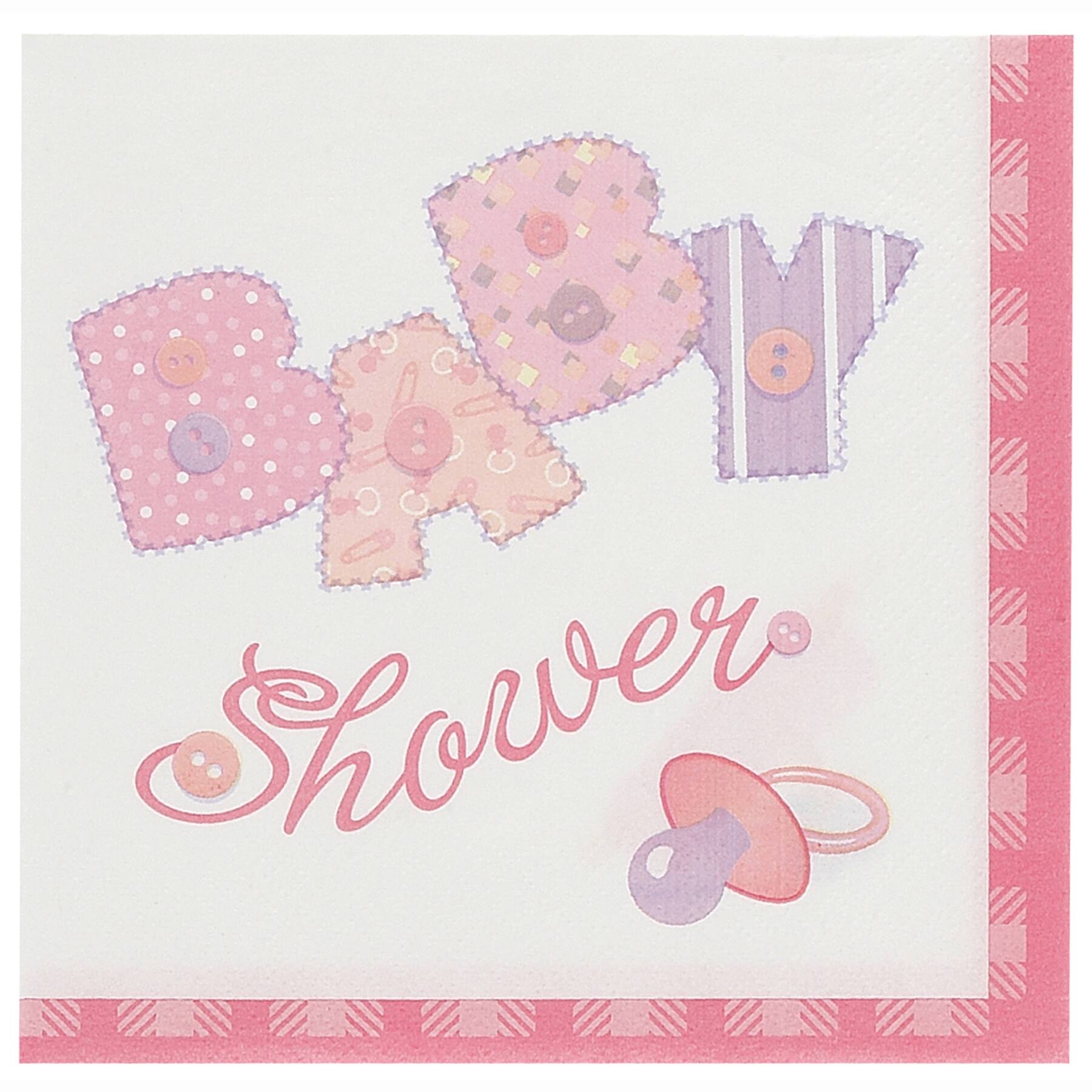 Pink Cute As A Button Baby Shower Luncheon Napkins 16ct