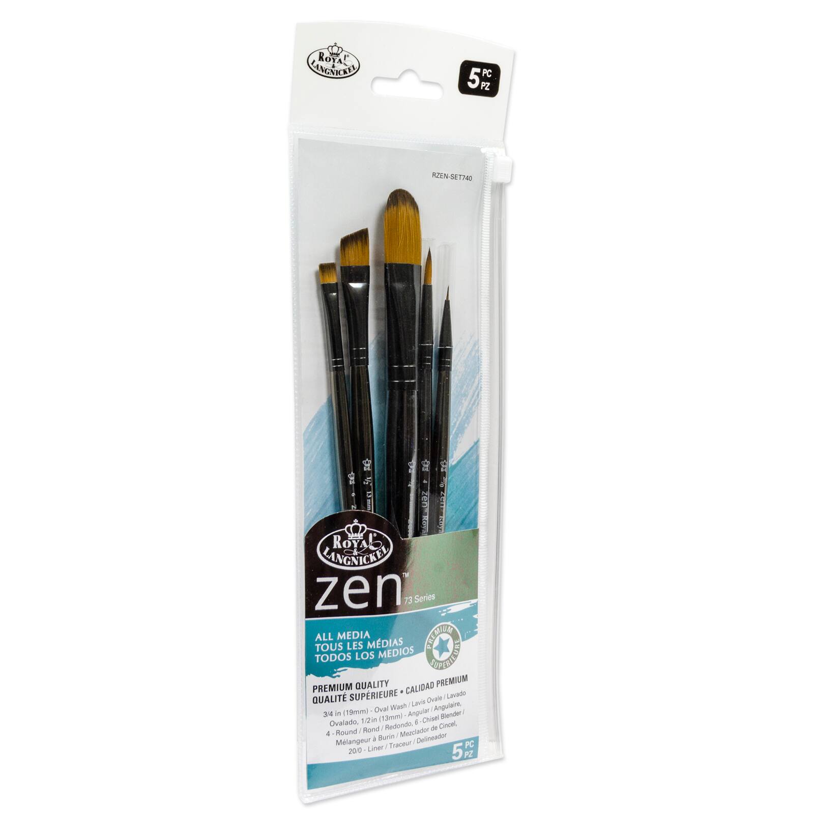 12 Packs: 5 ct. (60 total) Zen™ Series 73 All Media Premium Oval Wash Brush Set