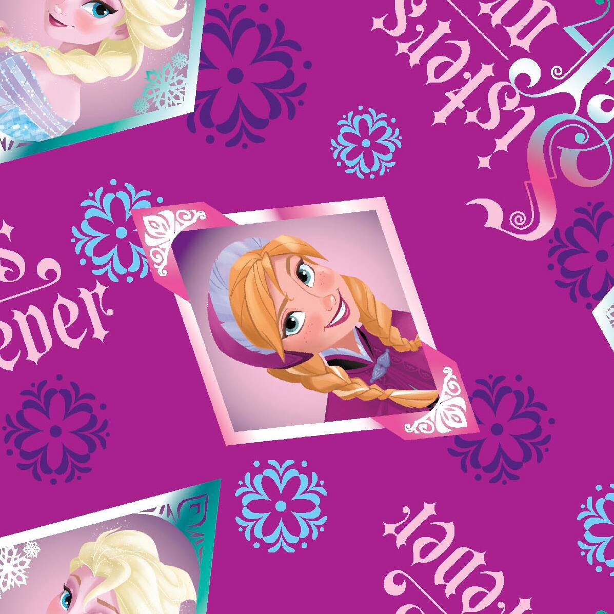 Disney® Frozen Sisters Forever Floral Badge T Purple Quilting Cotton Fabric