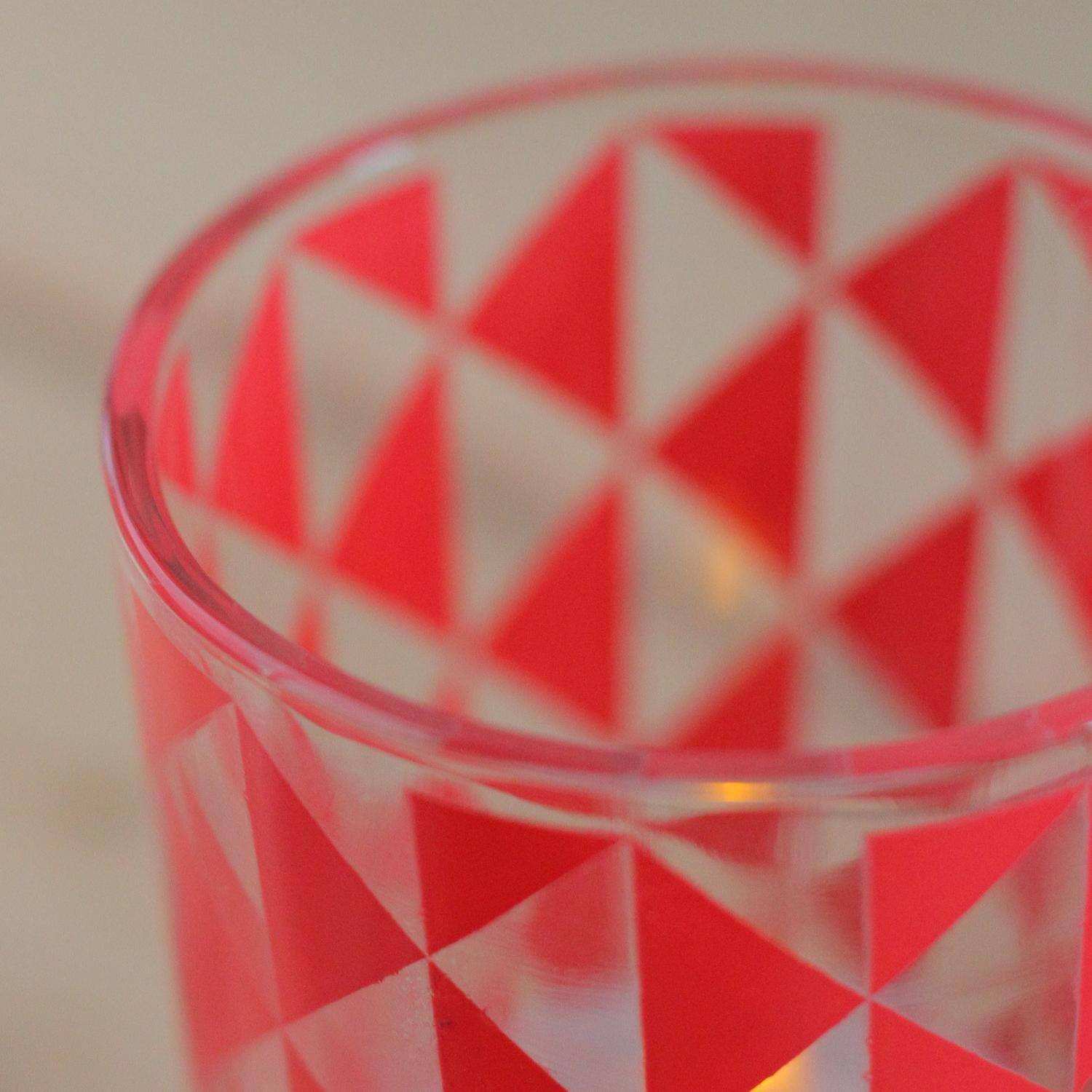 2.5&#x22; Basic Luxury Strawberry Margarita Triangles Glass Tea Light Candle Holder