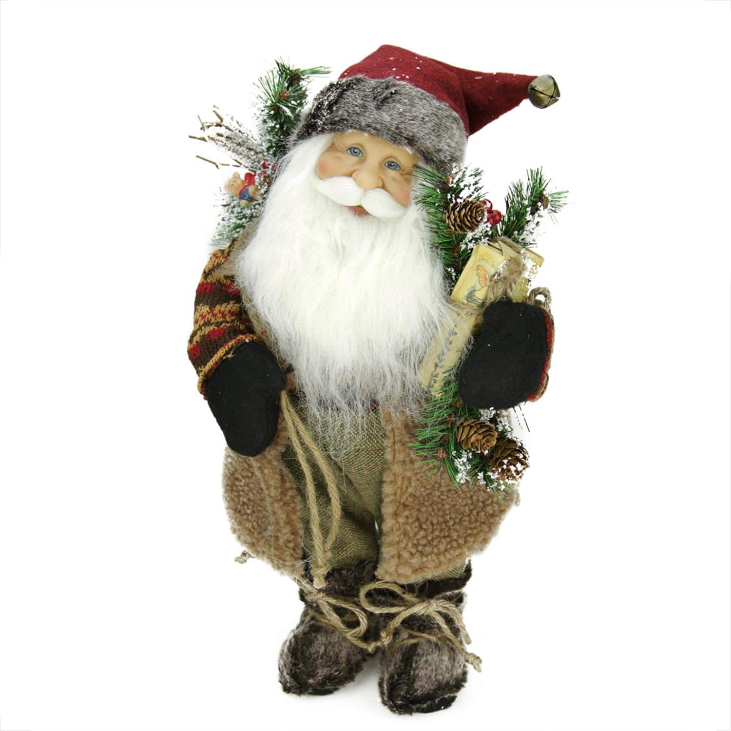 16" Country Rustic Standing Santa Claus with Present