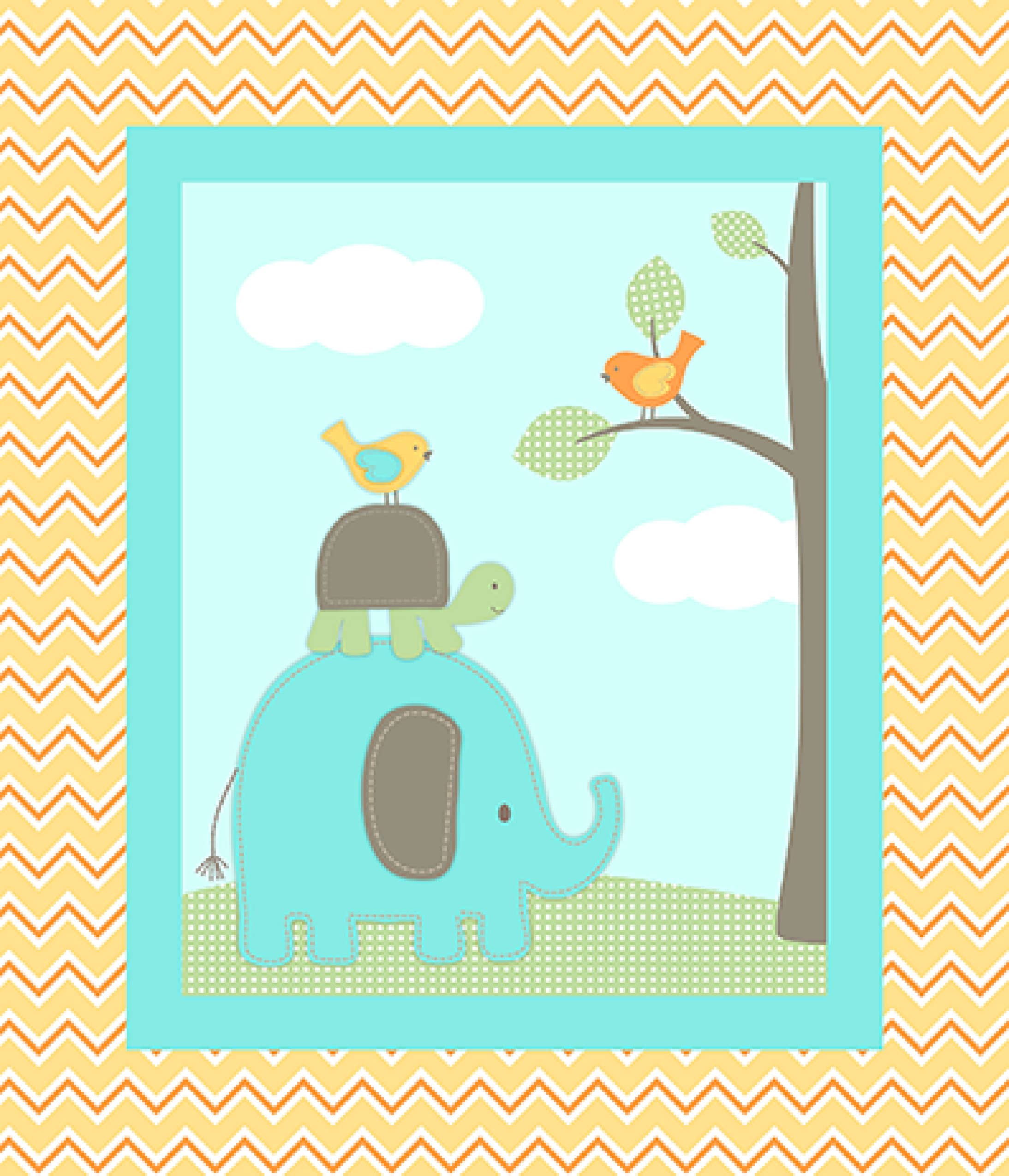 Springs Creative Chevron Jungle Scenic Quilt Panel Multi Substrate Patch Fabric