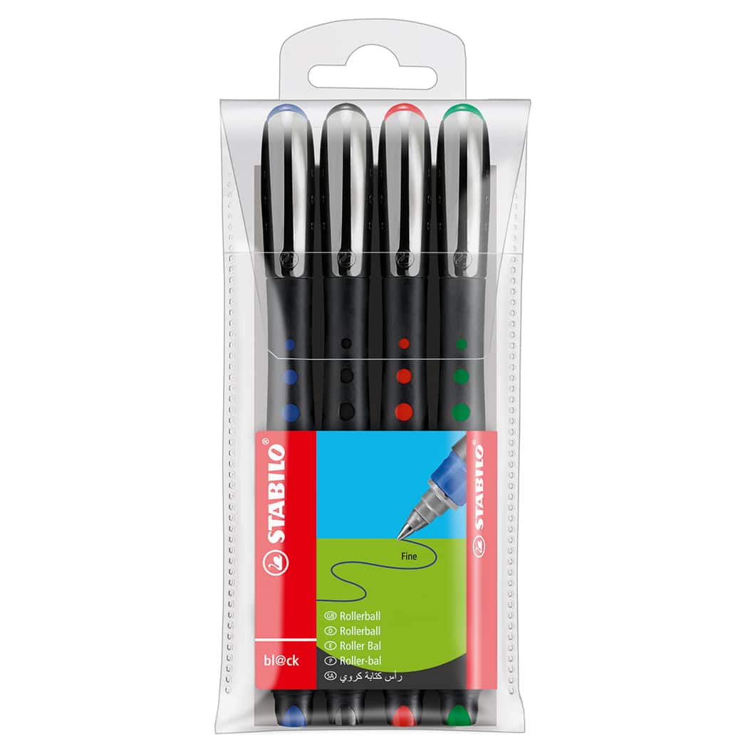 Stabilo Bionic Black Pen Wallet Set, 4-Color Set, Fine