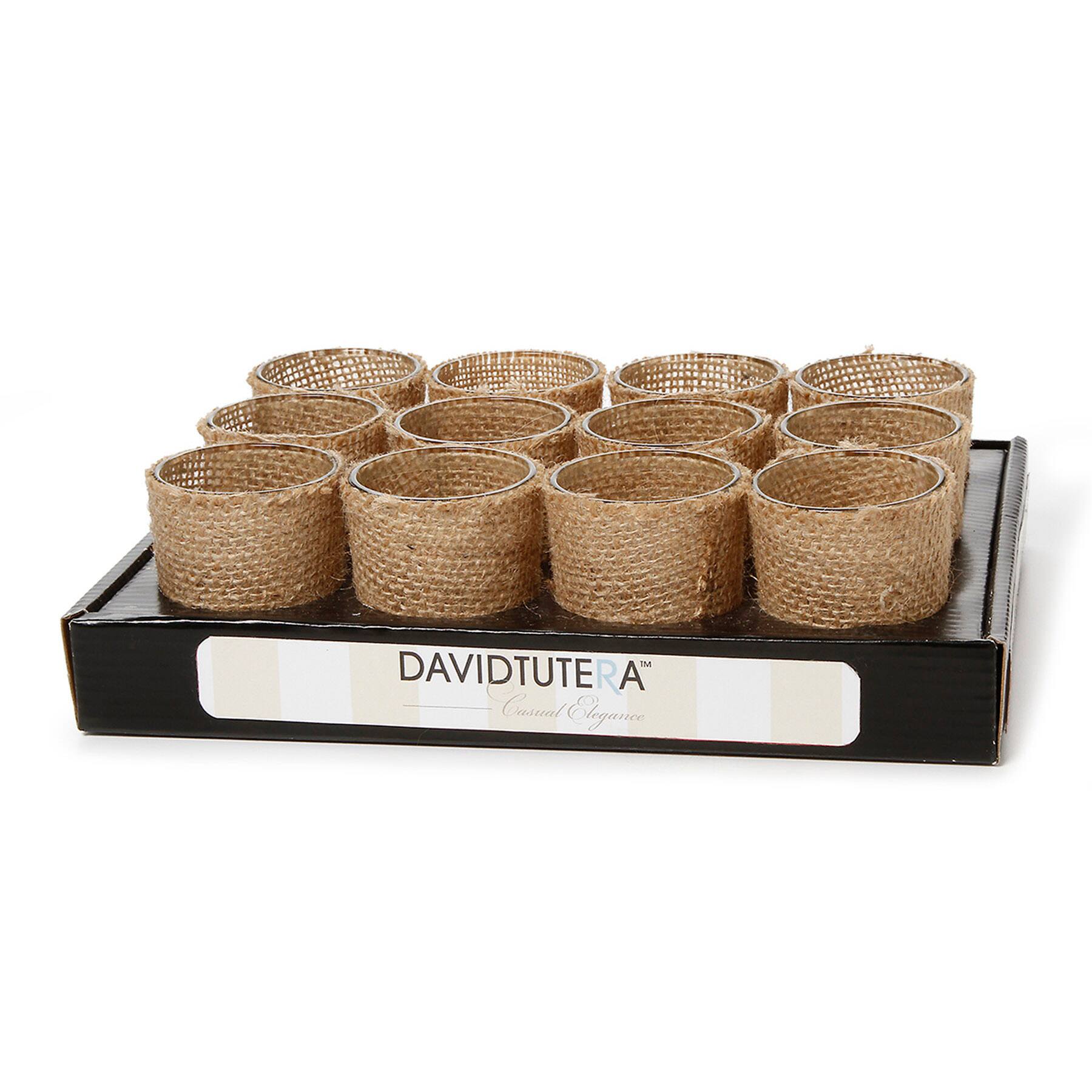 David Tutera™ Casual Elegance Burlap Covered Glass Votive Holder