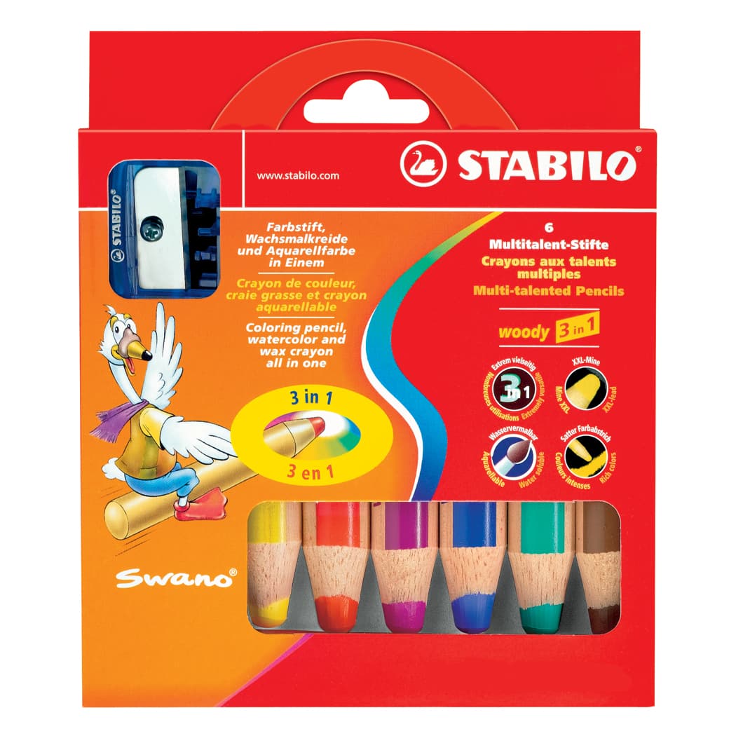 STABILO Woody 3in1 Colored Pencils - 6 colors