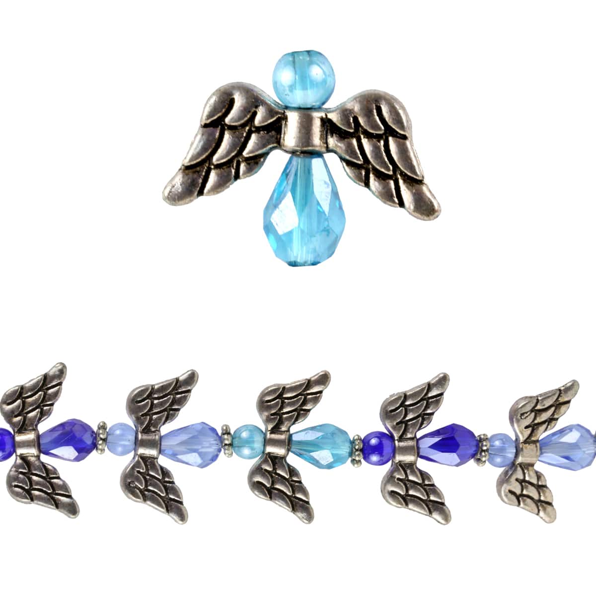 Bead Gallery Glass & Metal Angel Beads in Sapphire Blue