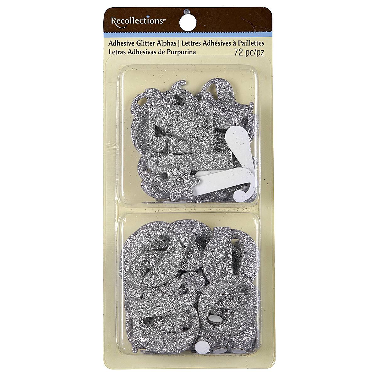 Recollections™ Adhesive Glitter Chipboard Alphabet, Medium, Silver