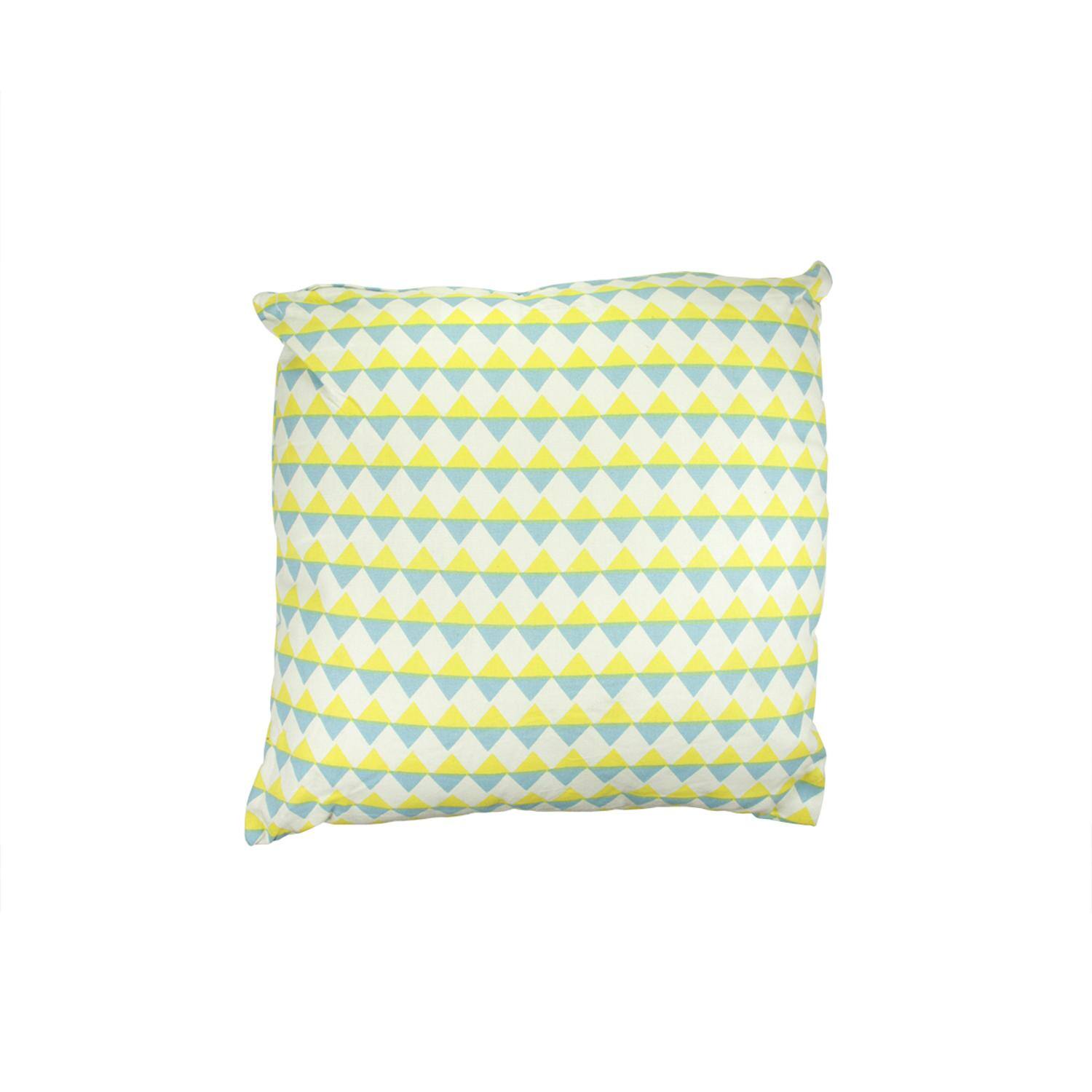 15.75" Capri Boulevard Blue & Yellow Diamond Motif Throw Pillow