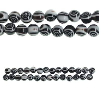 Bead Gallery 10mm Black & White Eye-Dot Glass Round Beads - Each