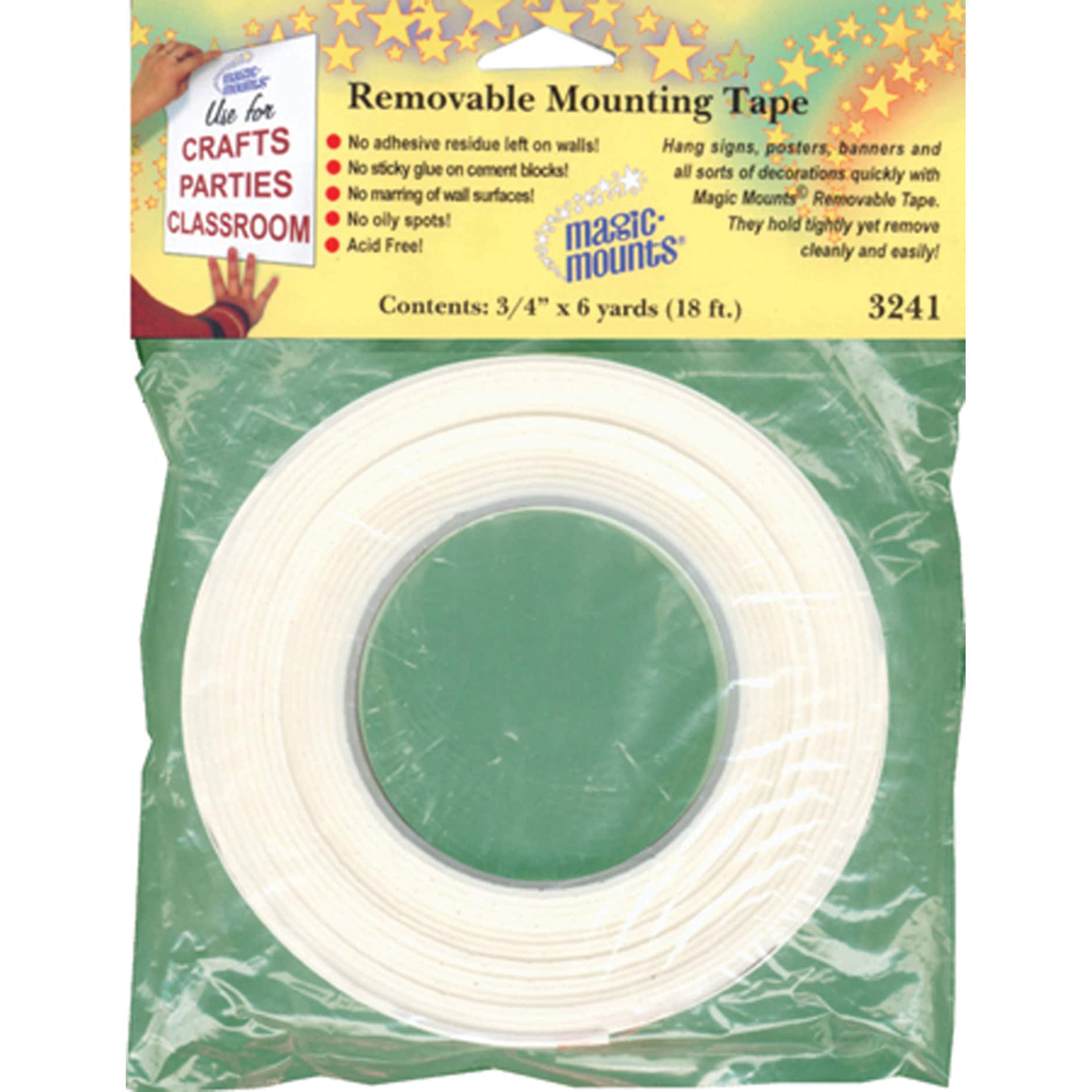 Magic Mounts&#xAE; Removable Mounting Tape 0.75&#x22; x 18&#x27;
