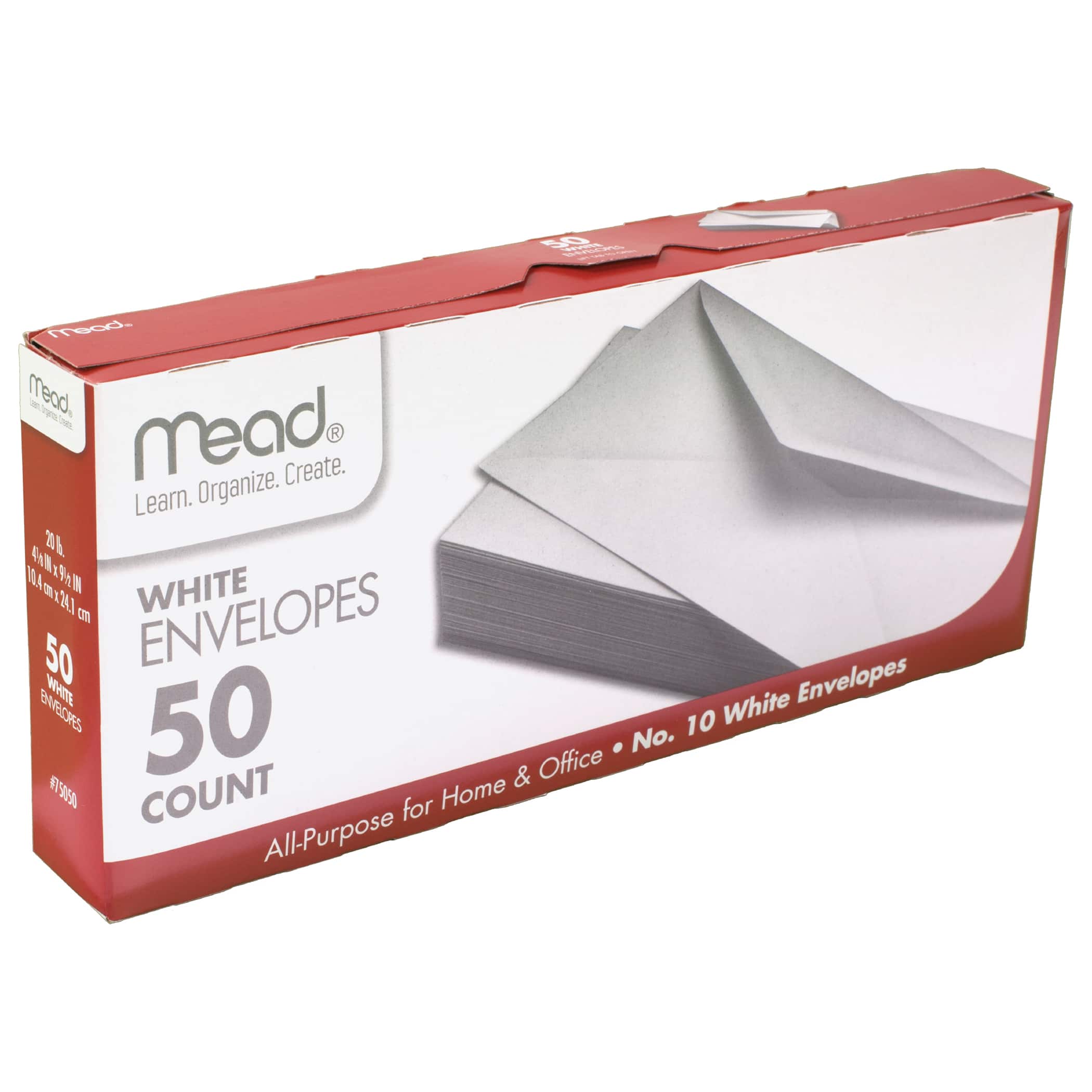 Mead&#xAE; Plain White Envelopes, 50 Per Box, 12 Boxes