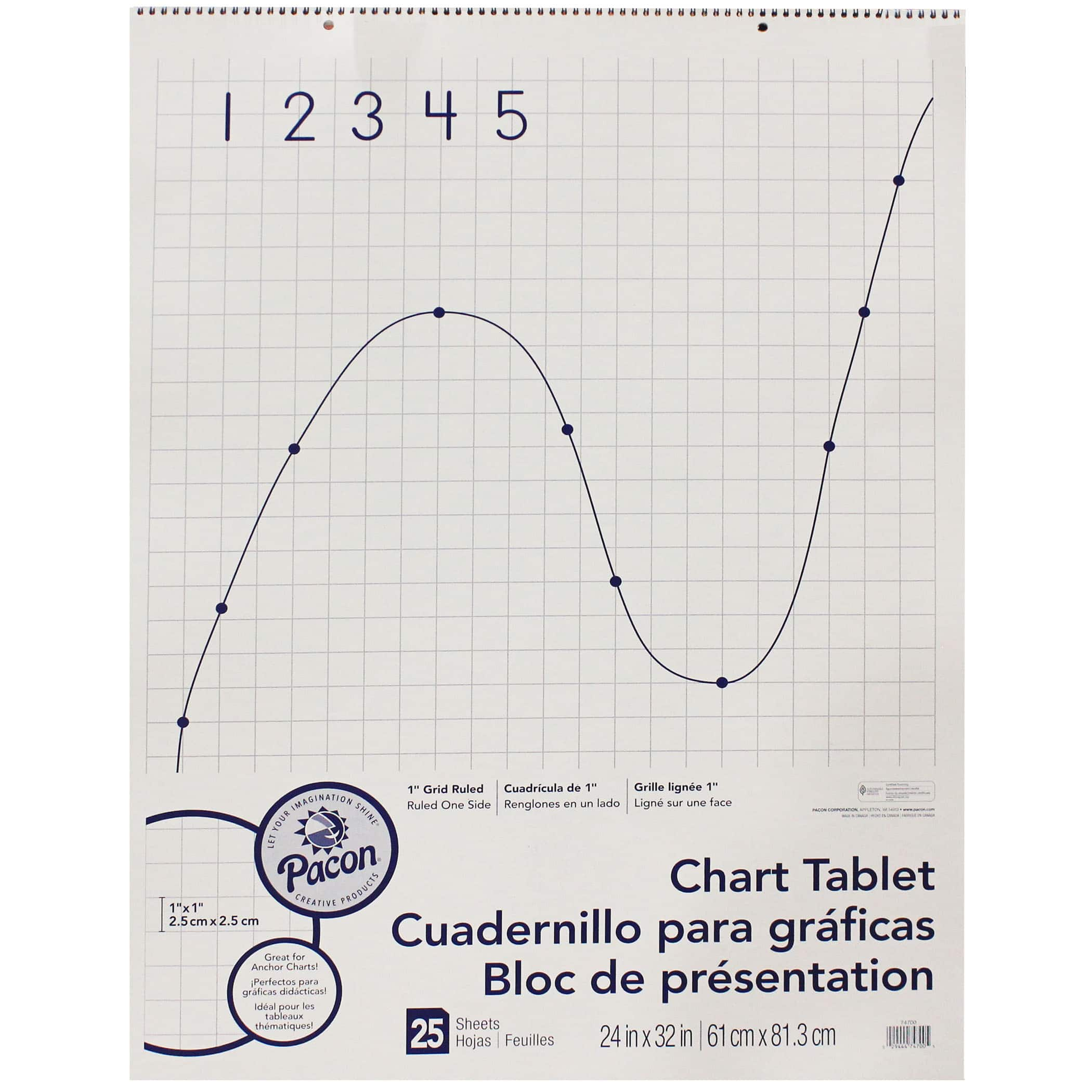 Pacon&#xAE; Grid Rule Chart Tablet, 24&#x22; x 32&#x22;, 25 Sheets