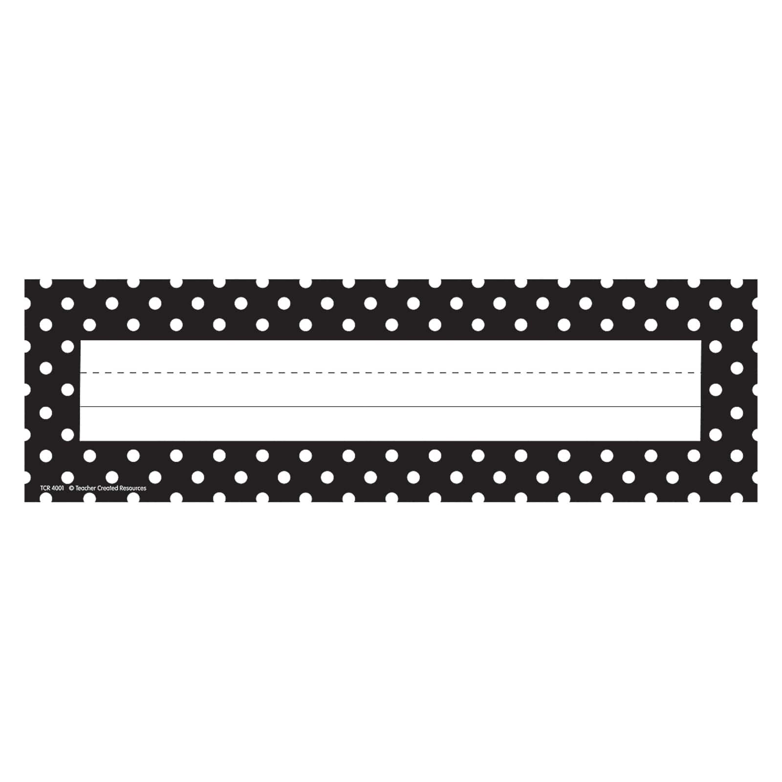 Teacher Created Resources Black &#x26; White Polka Dot Flat Name Plates, 6 Packs of 36