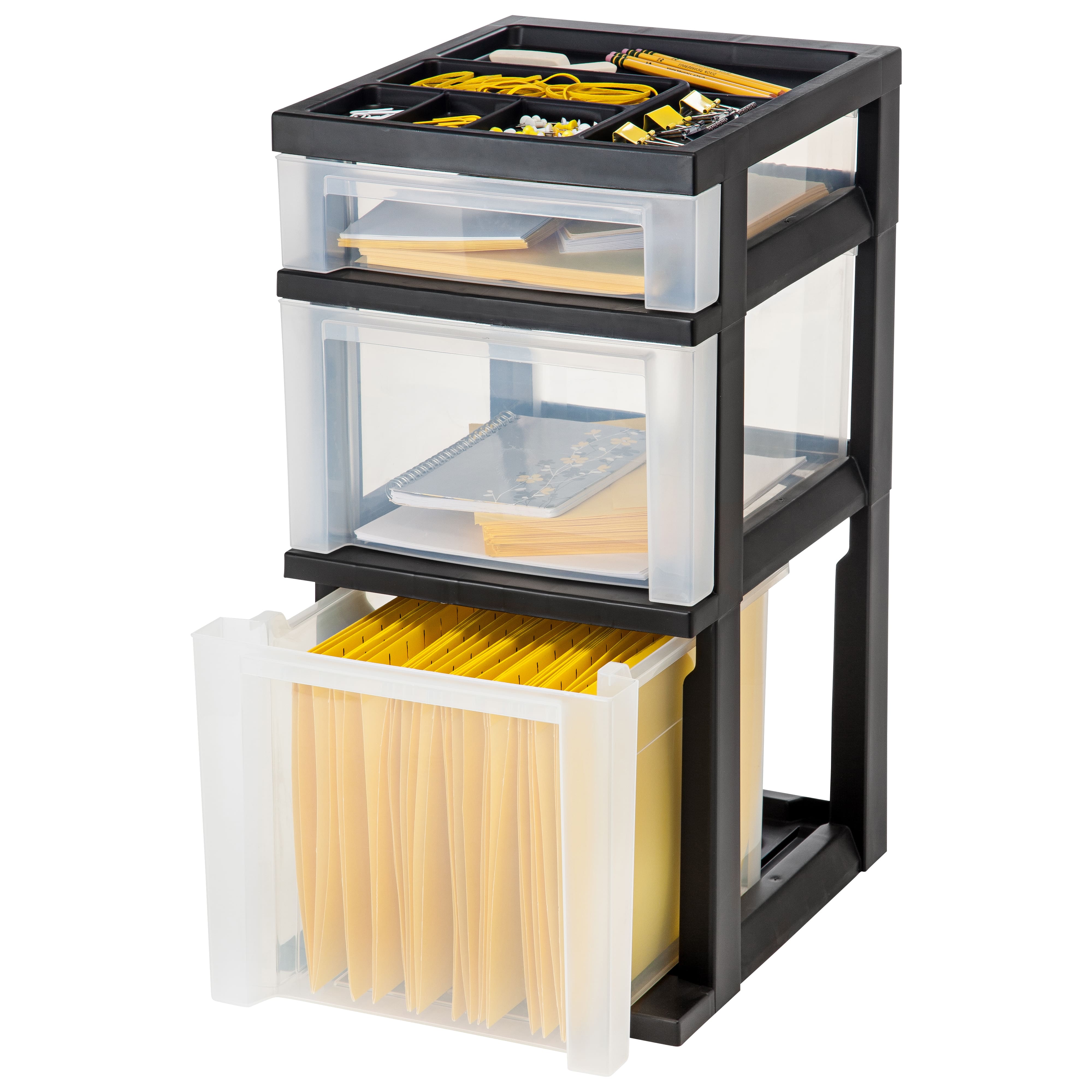 Iris&#xAE; 3-Drawer Cart with Organizer Top, Black