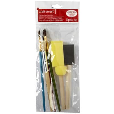 Craft Smart® Craft & Stencil Brush Set, 8 Pieces image