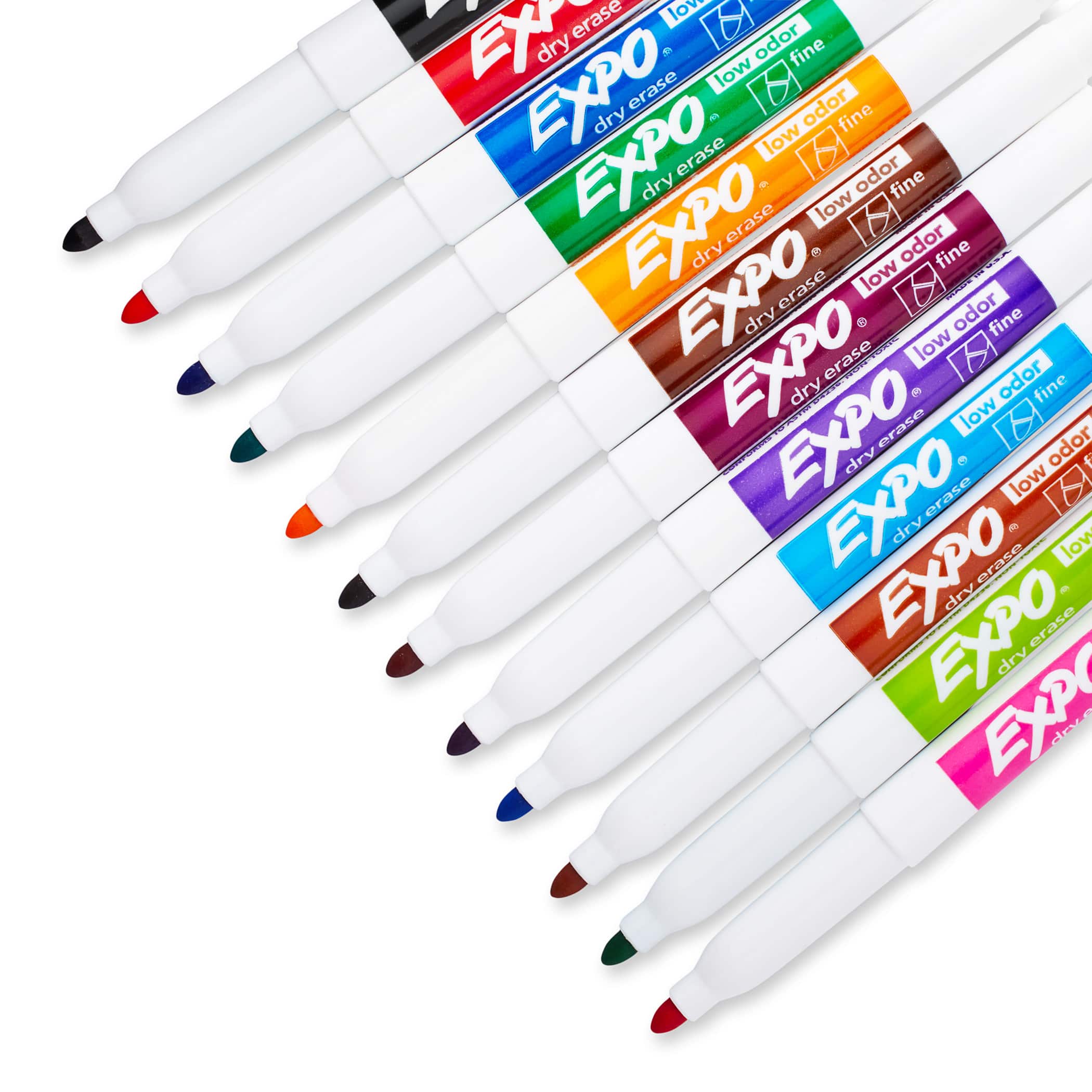 VUSIGN Dry Erase Markers, 12 Pack White Board Markers Dry Erase, Whiteboard Markers for Kids, Fine Tip, Low Odor, Assorted Colors
