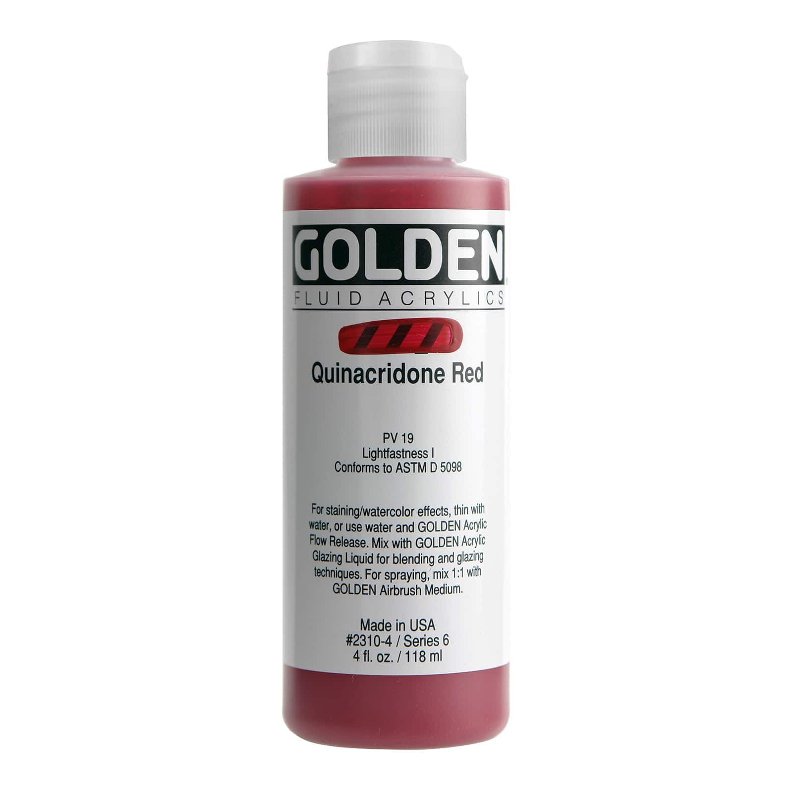 Golden Fluid Acrylics, 4 oz Paint in Quinacridone Red