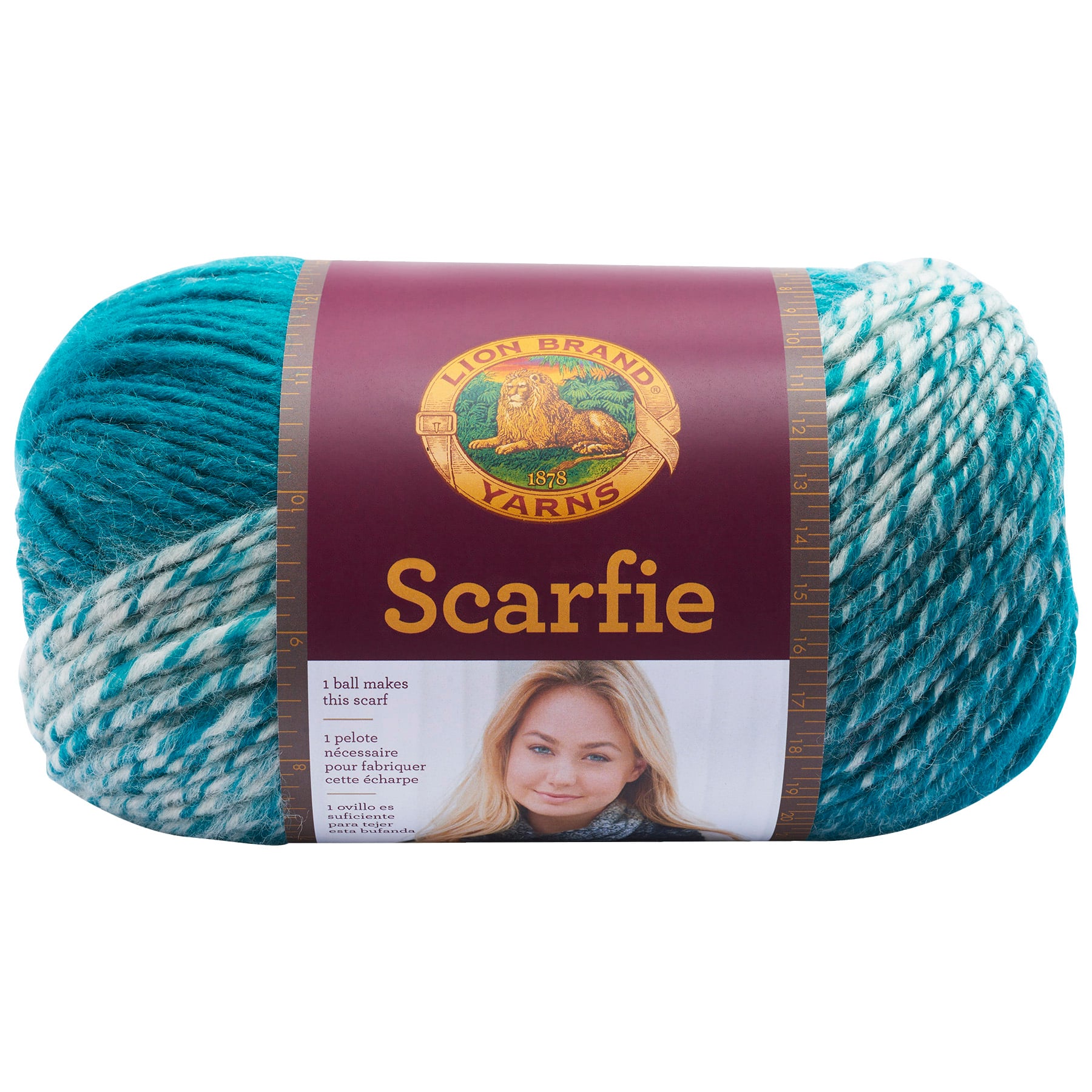 Lion Brand Scarfie Yarn-Mint & Silver 826-217 - GettyCrafts